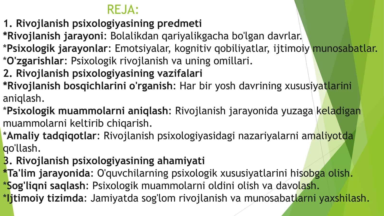 Rivojlanish psixologiyasi fani predmeti va vazifalari 2