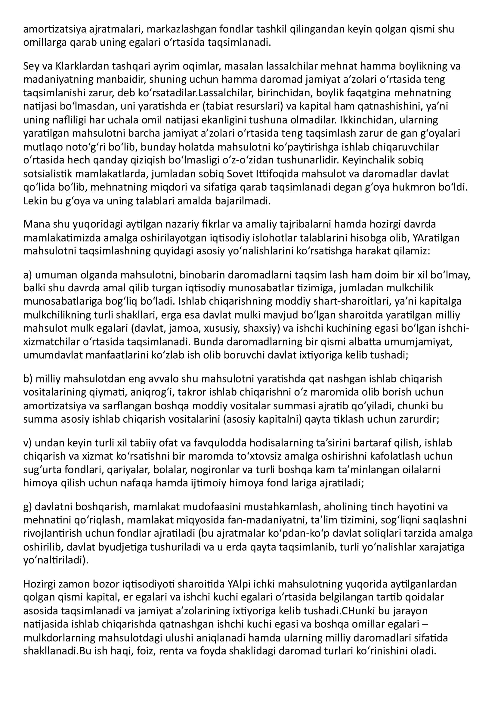 Yaratilgan mahsulot va daromadlarning taqsimlanish tamoyillari 2
