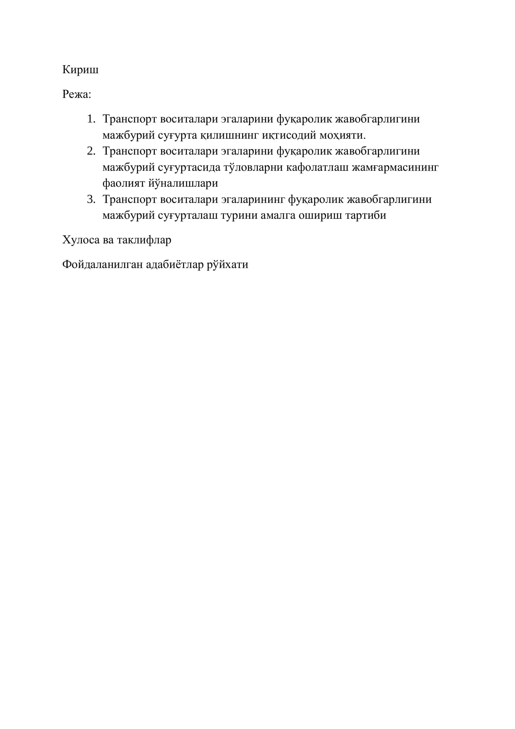 Транспорт воситалари эгаларининг Фуқаролик жавобгарлигини мажбурий суғурта қилиш 2