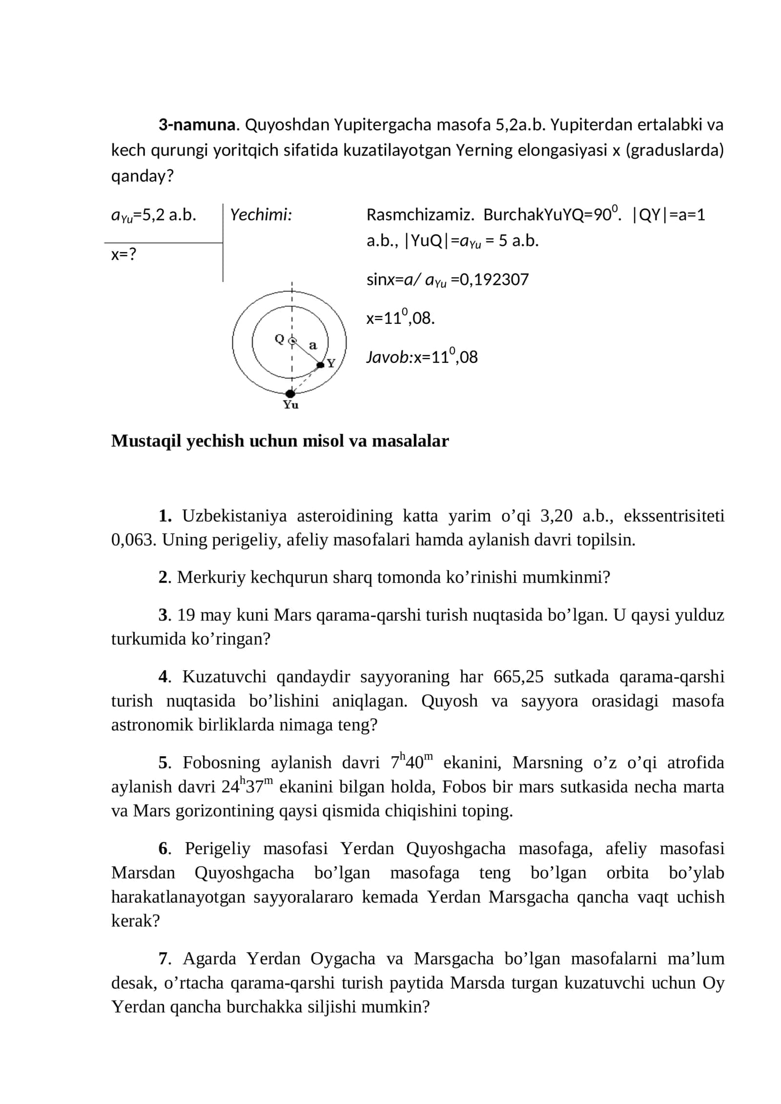 Planetalarning konfigurasiyalari, siderik va sinodik davrlari. Keplerning qonunlari 2