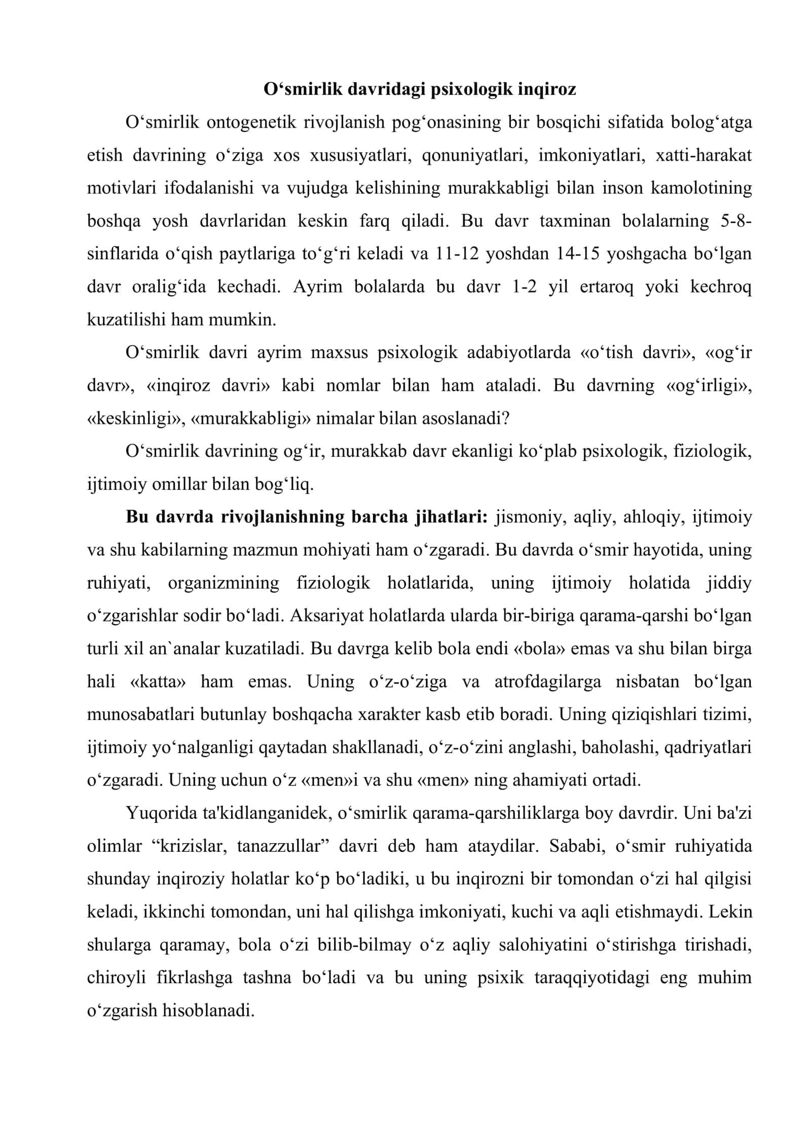 Yuqori sinf oʻsmirlarida korreksiyaning oʻziga xosligi 2