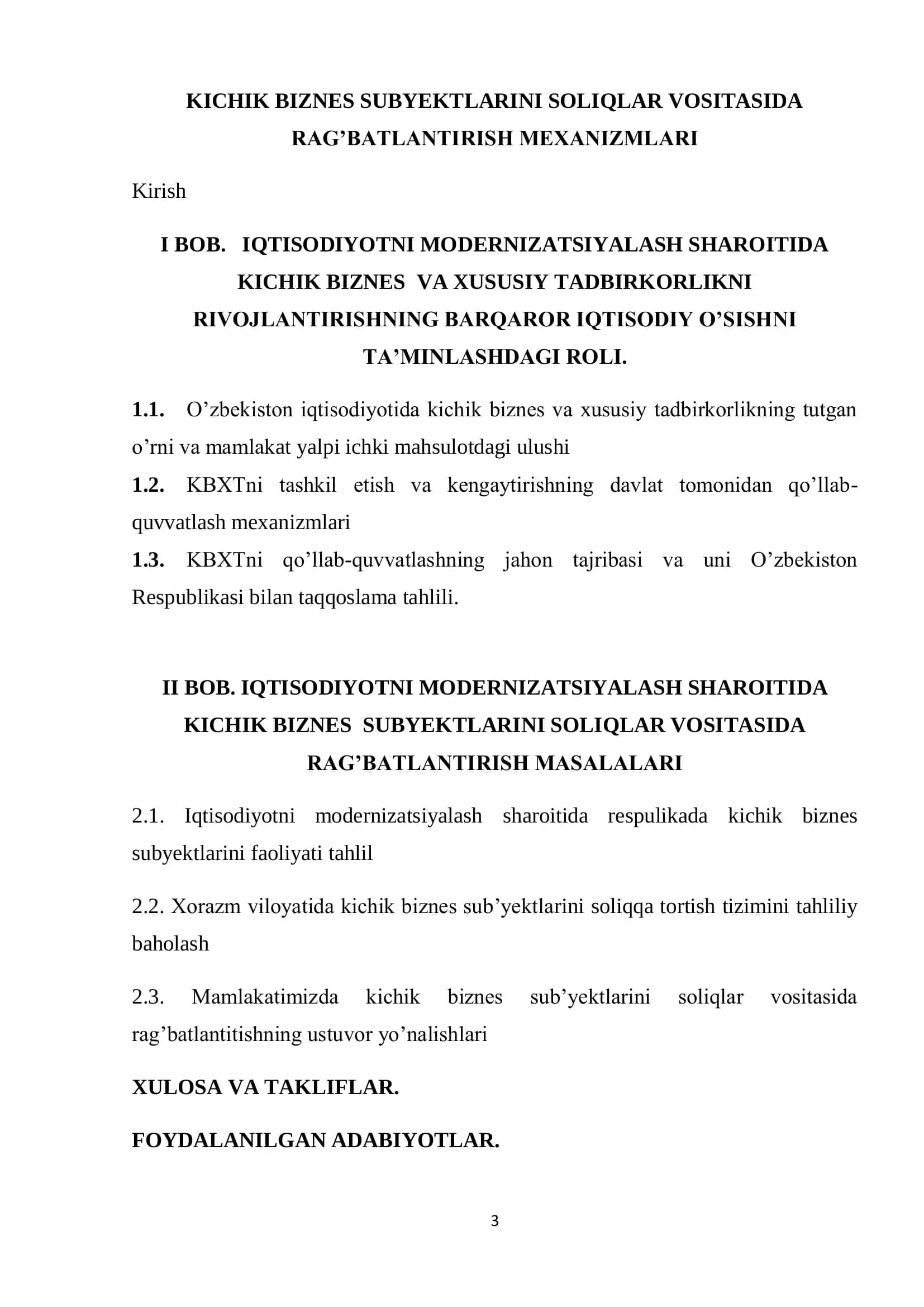 Kichik biznes subyektlarini soliqlar vositasida rag’batlantirish mexanizmlari 2