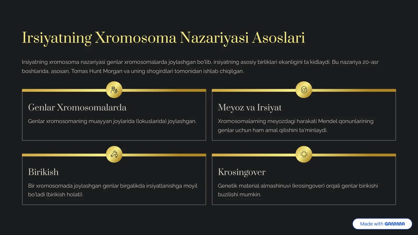 Irsiyatning Xromosoma  Nazariyasi: Morgan, Genlar va  Krosingover 2