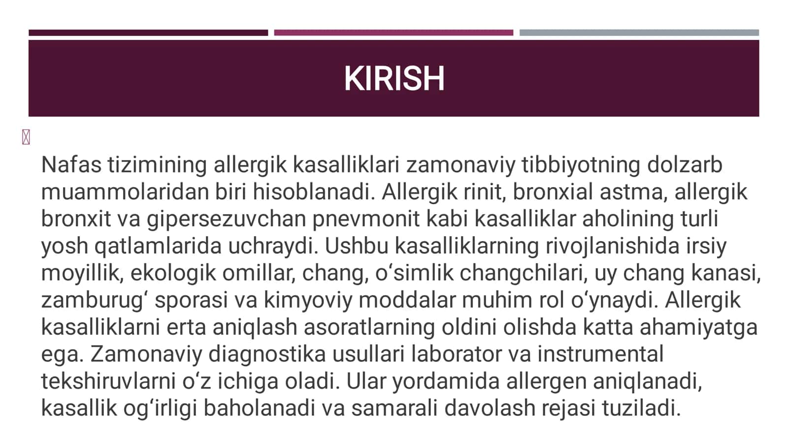 NAFAS TIZIMINING ALLERGIK KASALLIKLARI ZAMONAVIY LABORATOR VA INSTRUMENTALTEKSHIRISH USULLARI 2