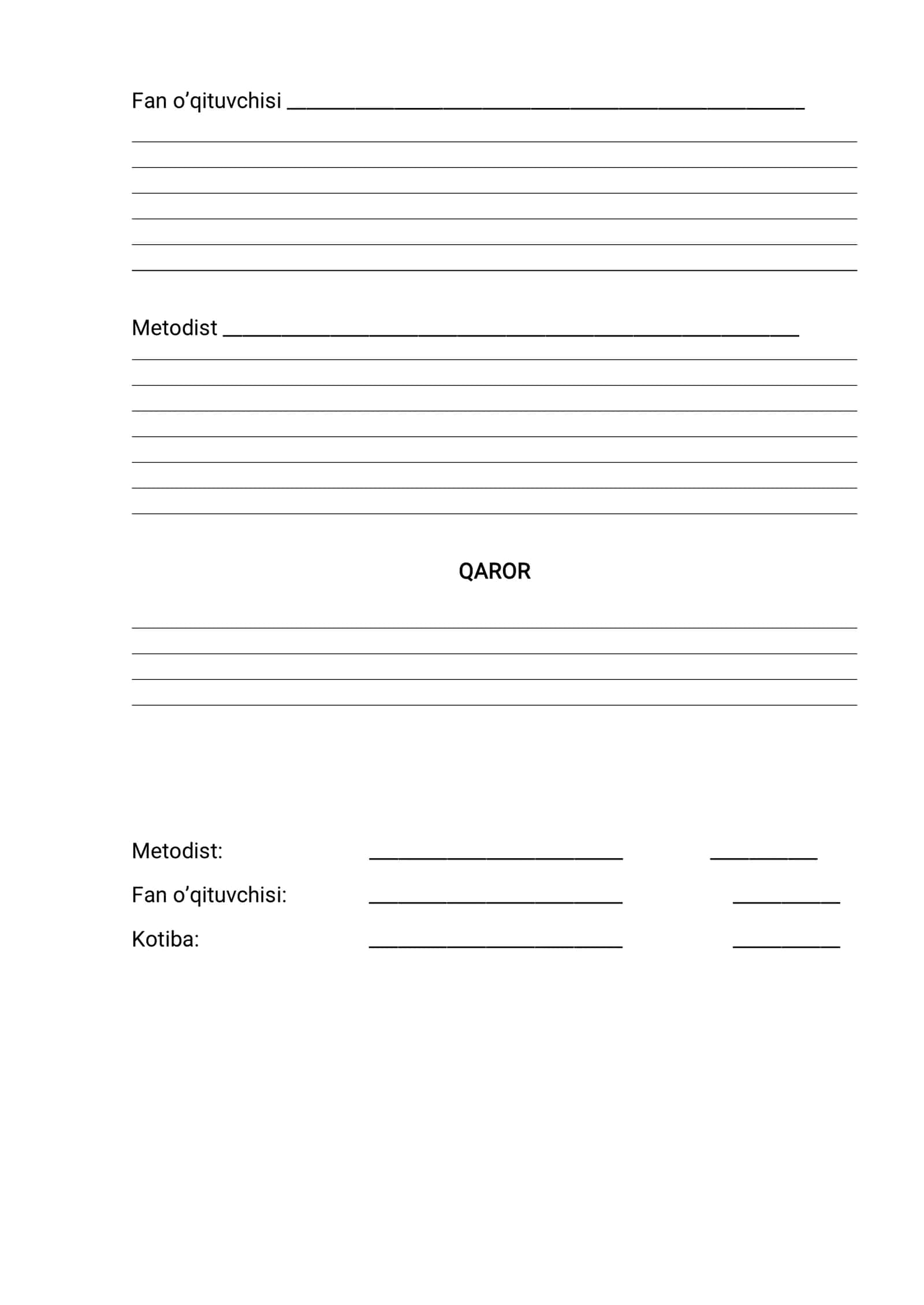 Dars tahlilining PROTOKOLI 2
