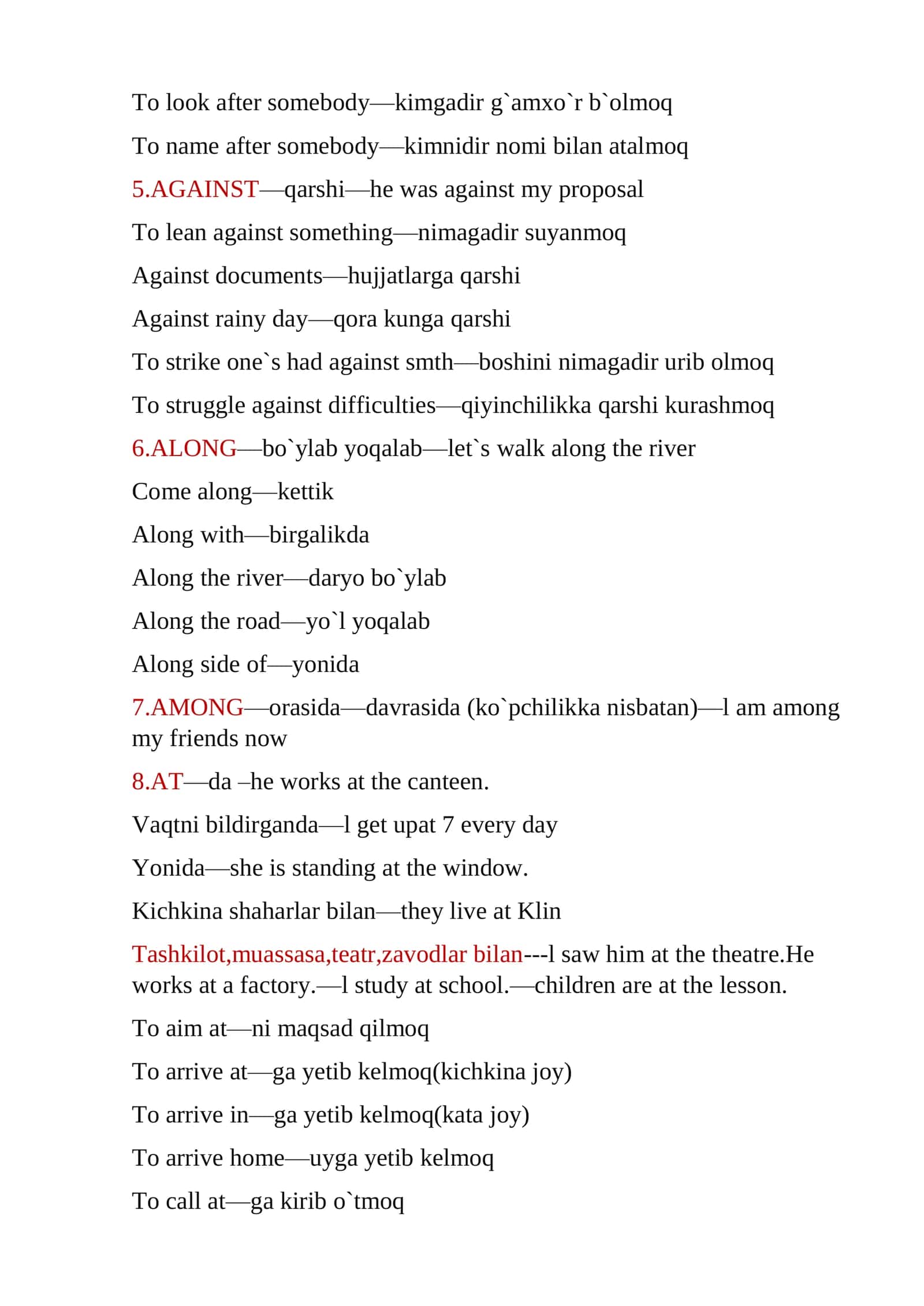 PREPOSITIONS AND PREPOSITIONAL COMBINATIONS 2