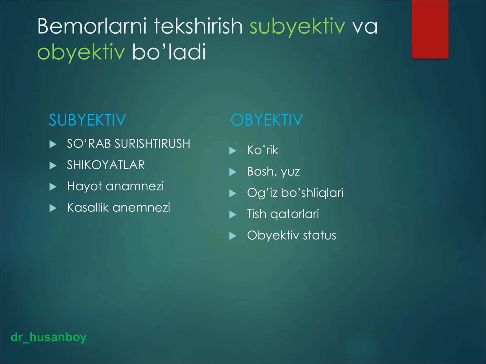 Stomatologiyada zamonaviy tekshirish asoslari 2