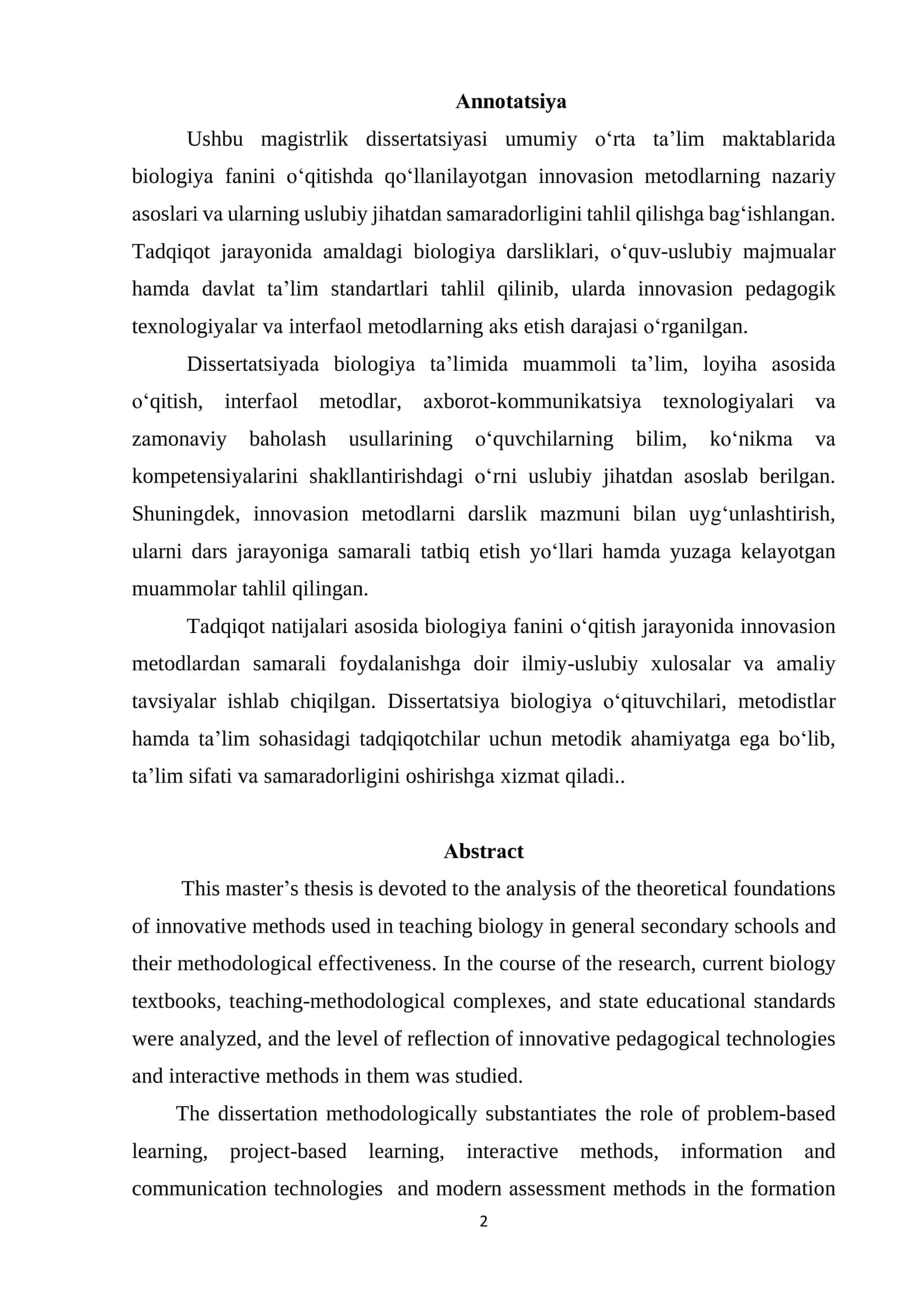 BIOLOGIYANI OʻQITISHDА QOʻLLАNАDIGАN INNOVАTSION METODLАRNING USLUBIY TАHLILI 2