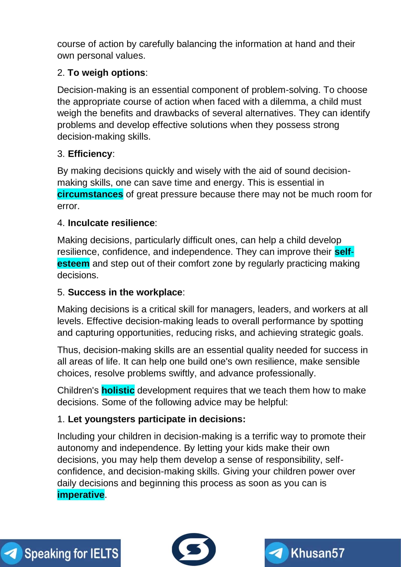 The art of Decision Making: Teaching kids to make good choices 2