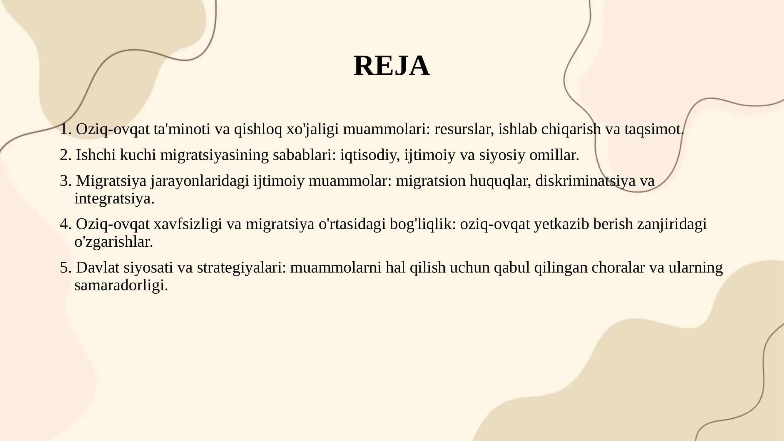 Braziliya davlatining oziq-ovqat muammosi, ishchi kuchi migratsiyasi va migratsiya jarayonlaridagi muammolar tahlili 2