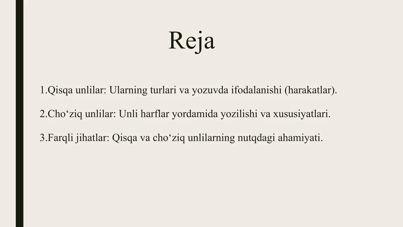 Fors tilidagi qisqa va
choʻziq unlilarning
ifodalanishi. 2
