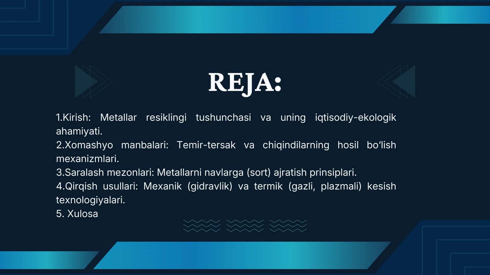 METALL TEMIR-TERSAKLARI VA ULARNI CHIQINDILARINI NAVLARGA AJRATISH HAMDA QIRQISH TEXNOLOGIYASI 2
