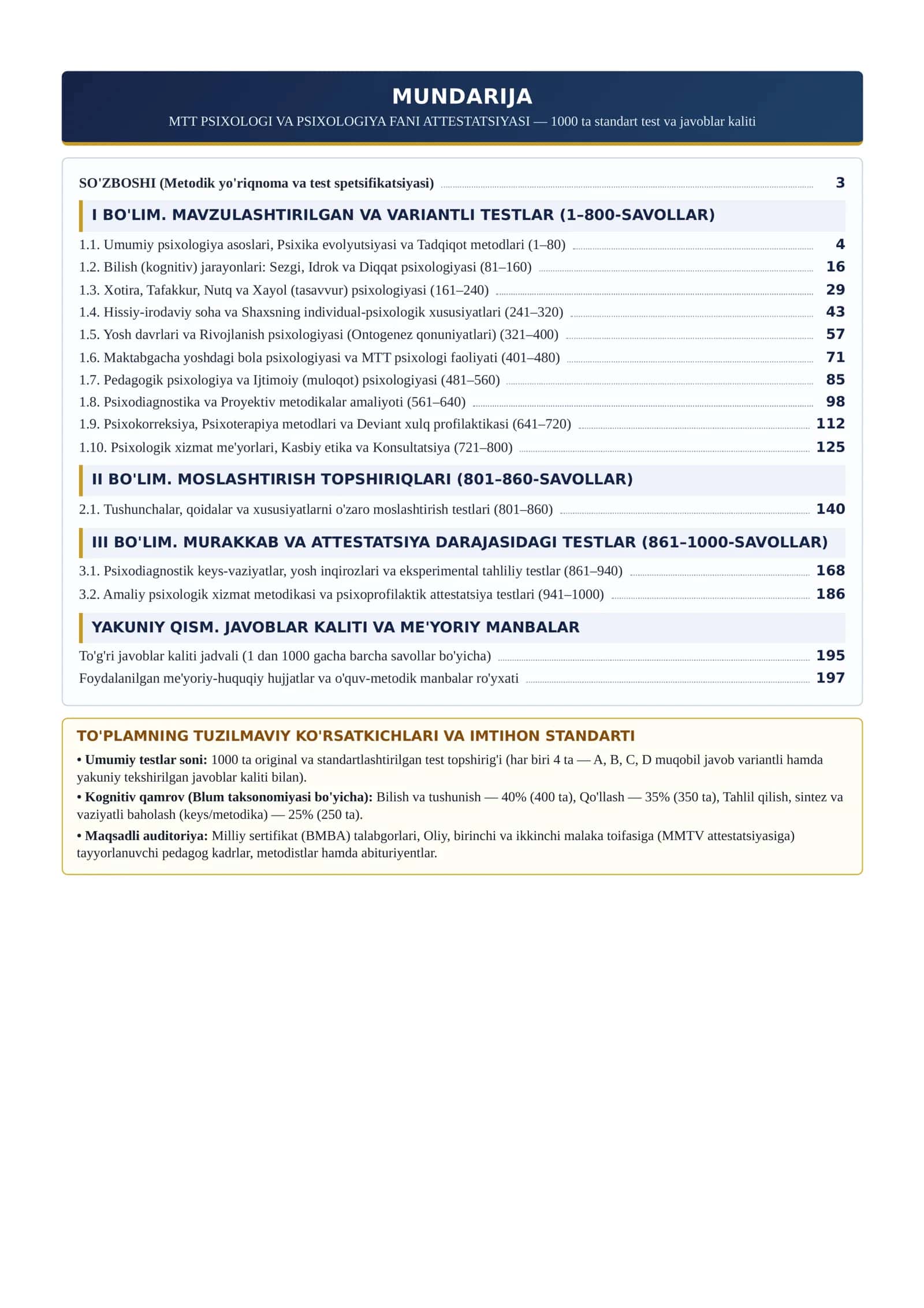 MTT PSIXOLOGI VA PSIXOLOGIYA FANI ATTESTATSIYASI TESTLARI VA JAVOBLARI 2