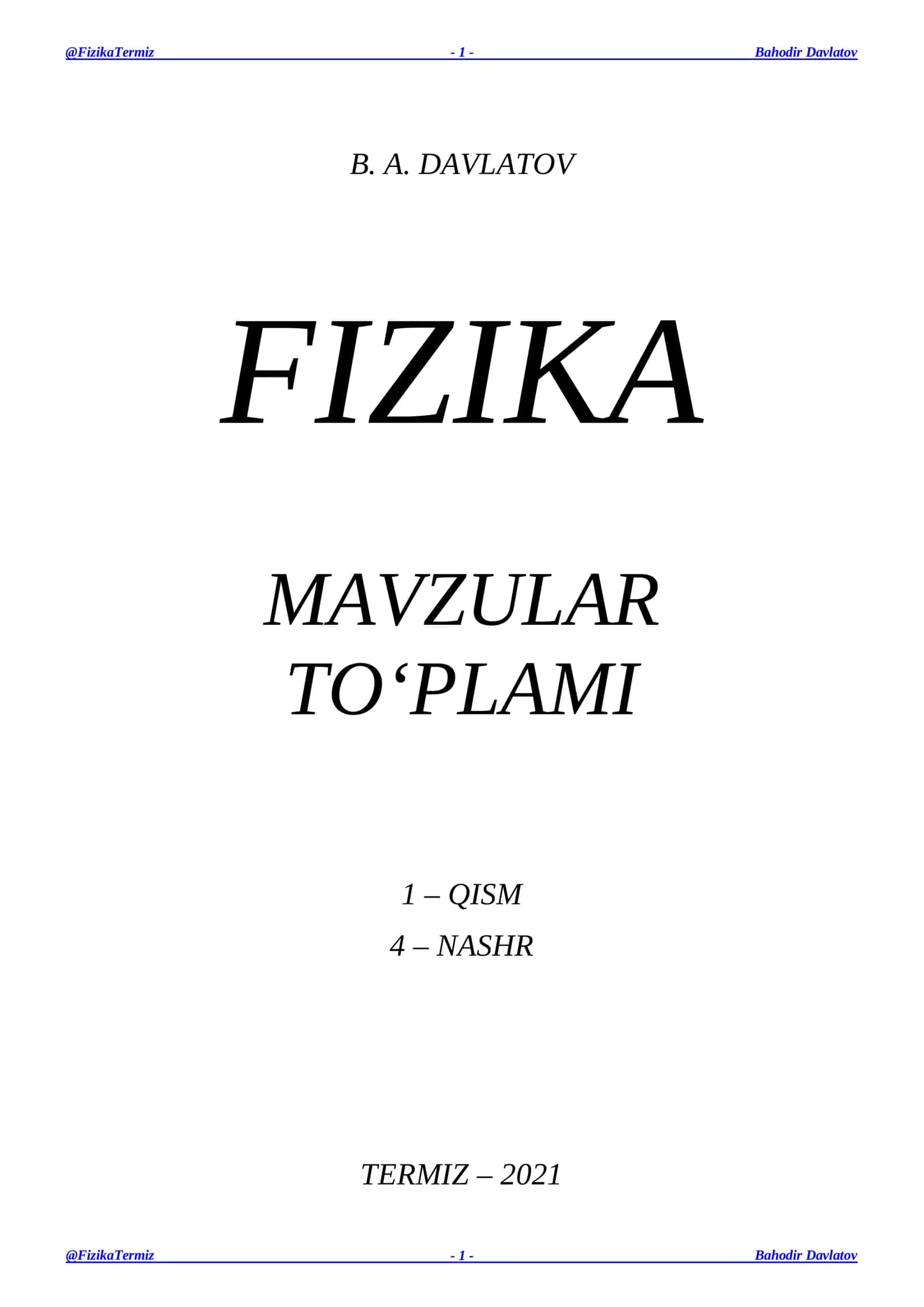FIZIKA MAVZULAR TO‘PLAMI 2