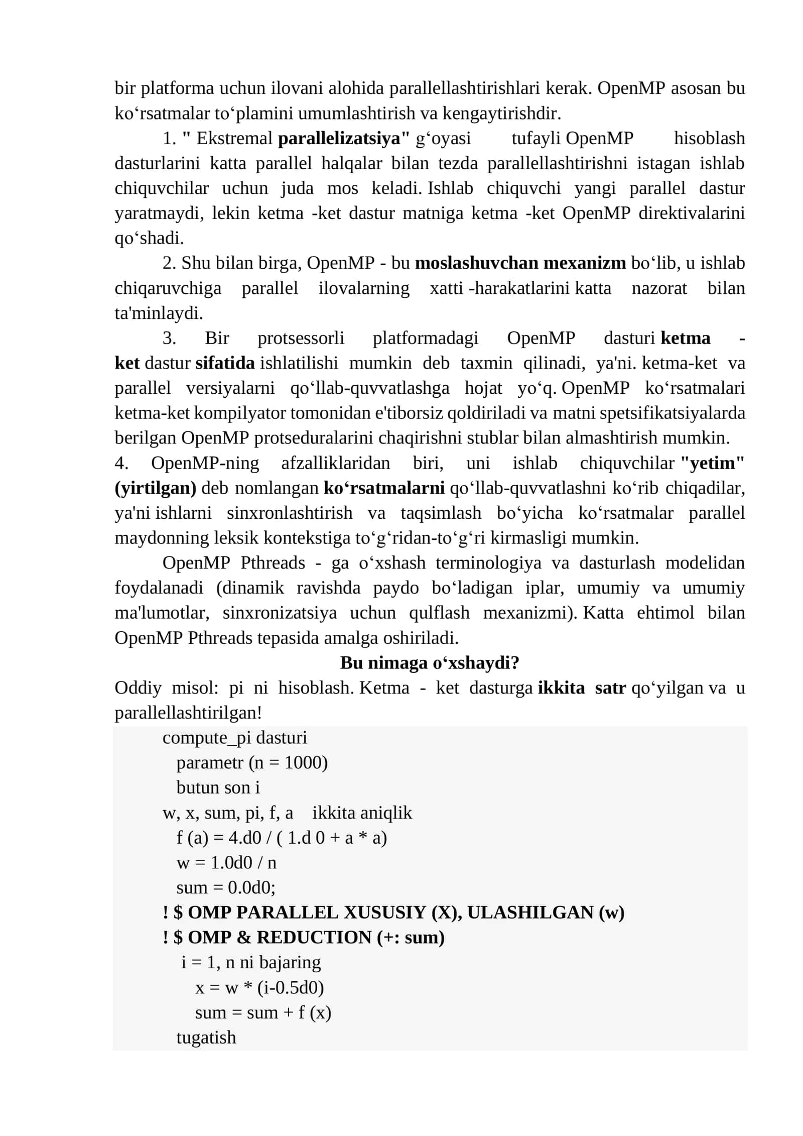 OpenMP paketi yordamida algoritmlarni amalga oshirish 2