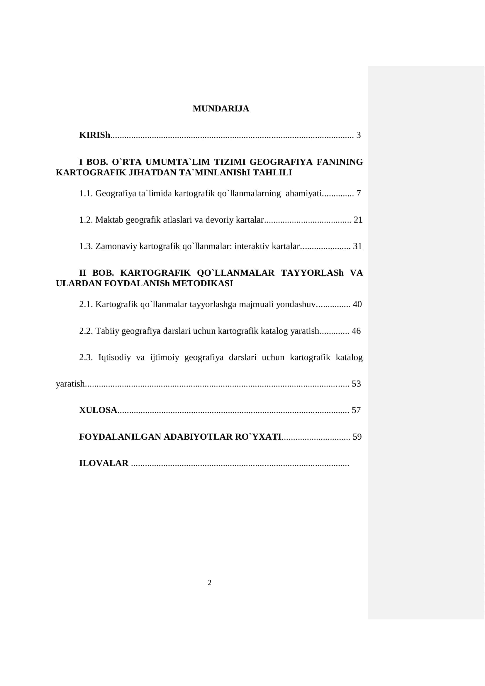 GEOGRAFIYA FANI DARSLARI UCHUN ELEKTRON KARTOGRAFIK KATALOG YARATISH 2