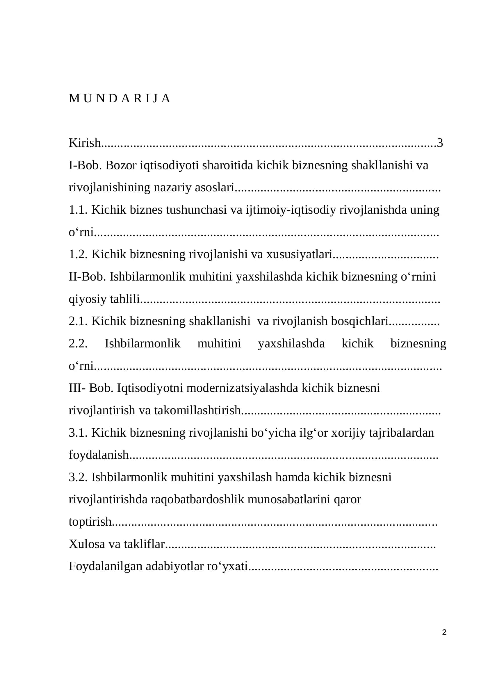 Ishbilarmonlik muhitini yaxshilashda kichik biznesning o‘rni (Yakkabog‘ tumani iqtisodiyot bo‘limi misolida) 2