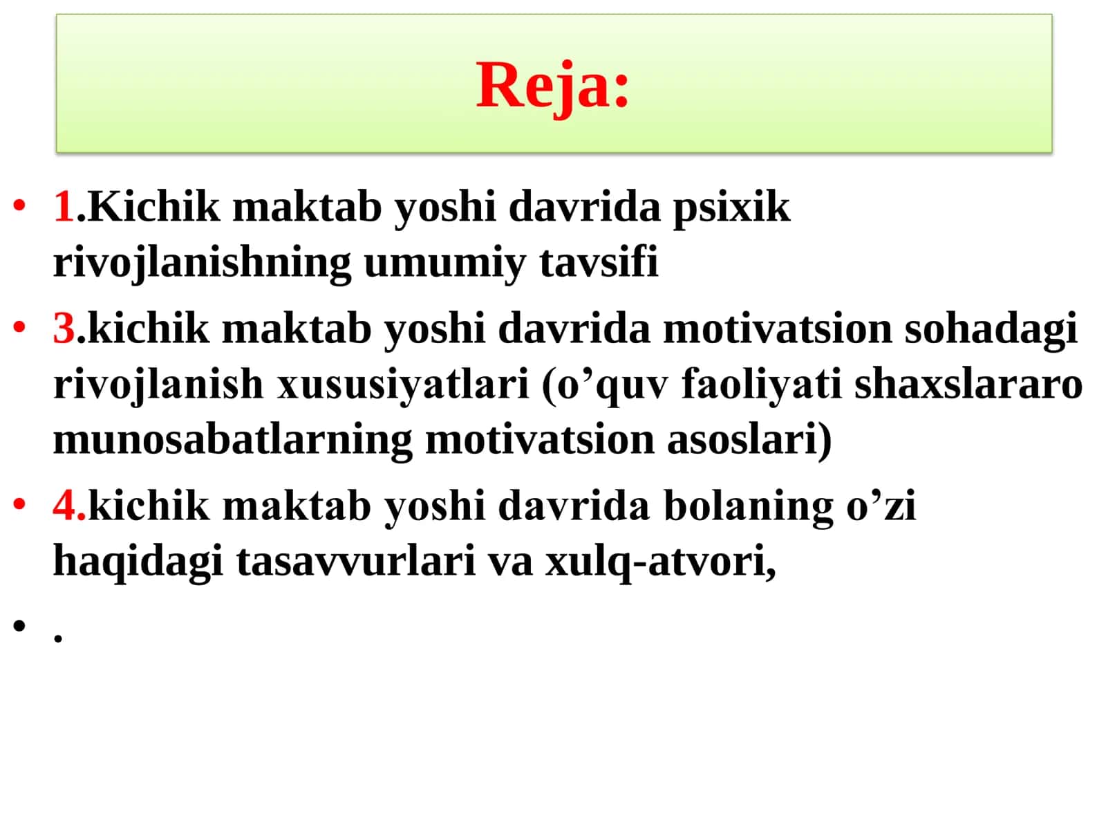 Yosh psixologiya fanidan 3-Maruza mashg’uloti 2
