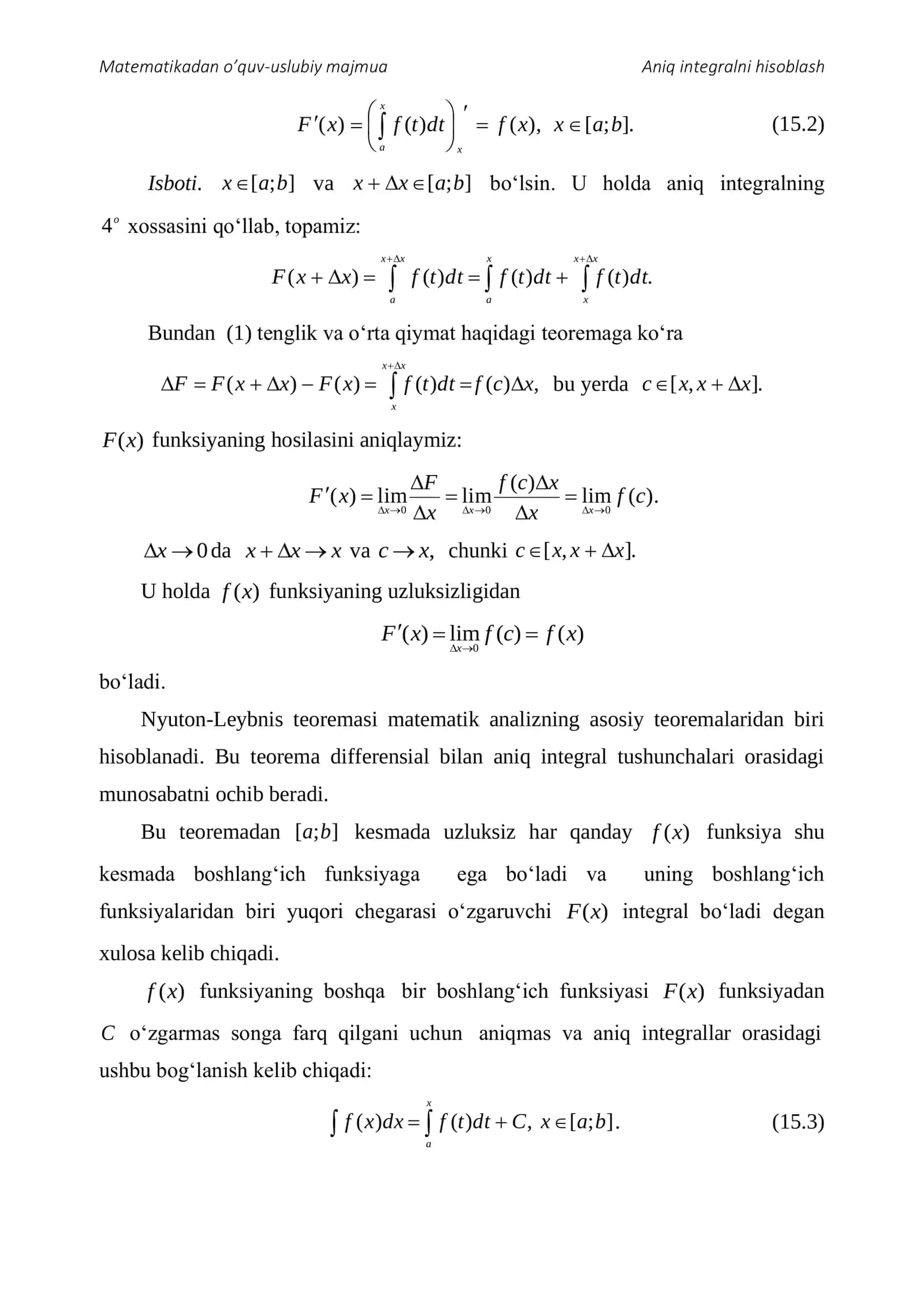 Aniq integralni hisoblash 2