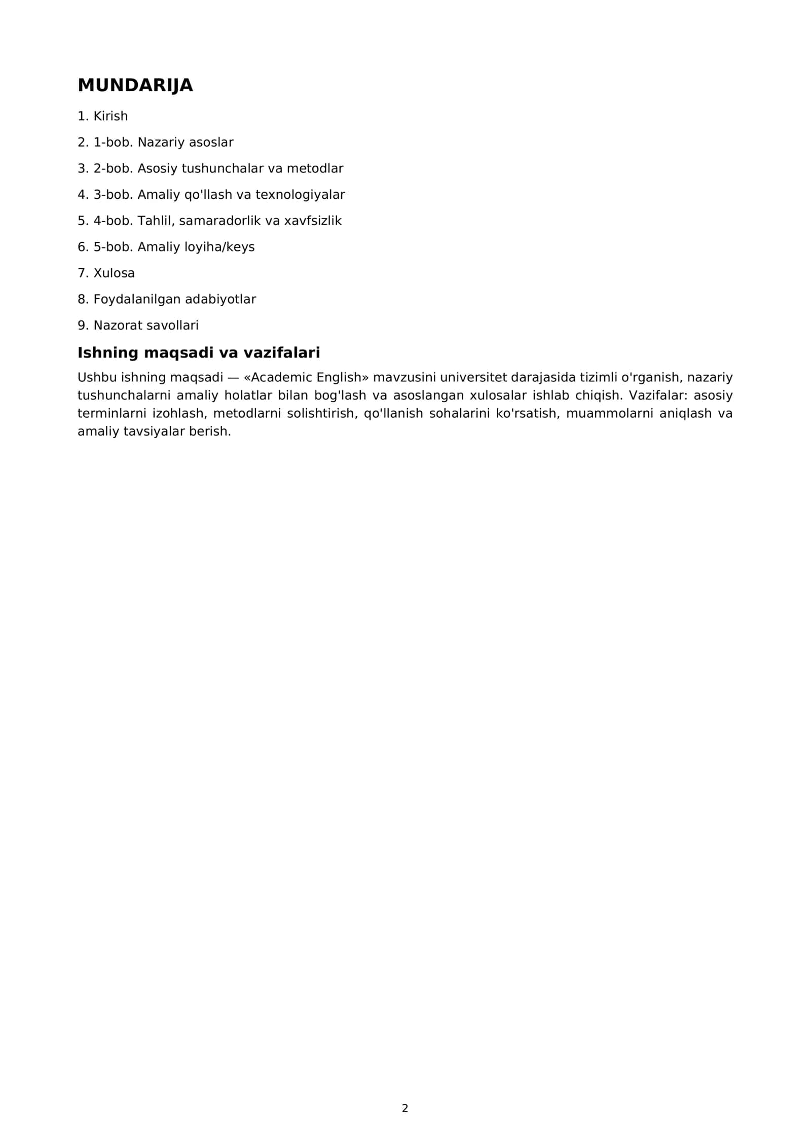Academic English 2