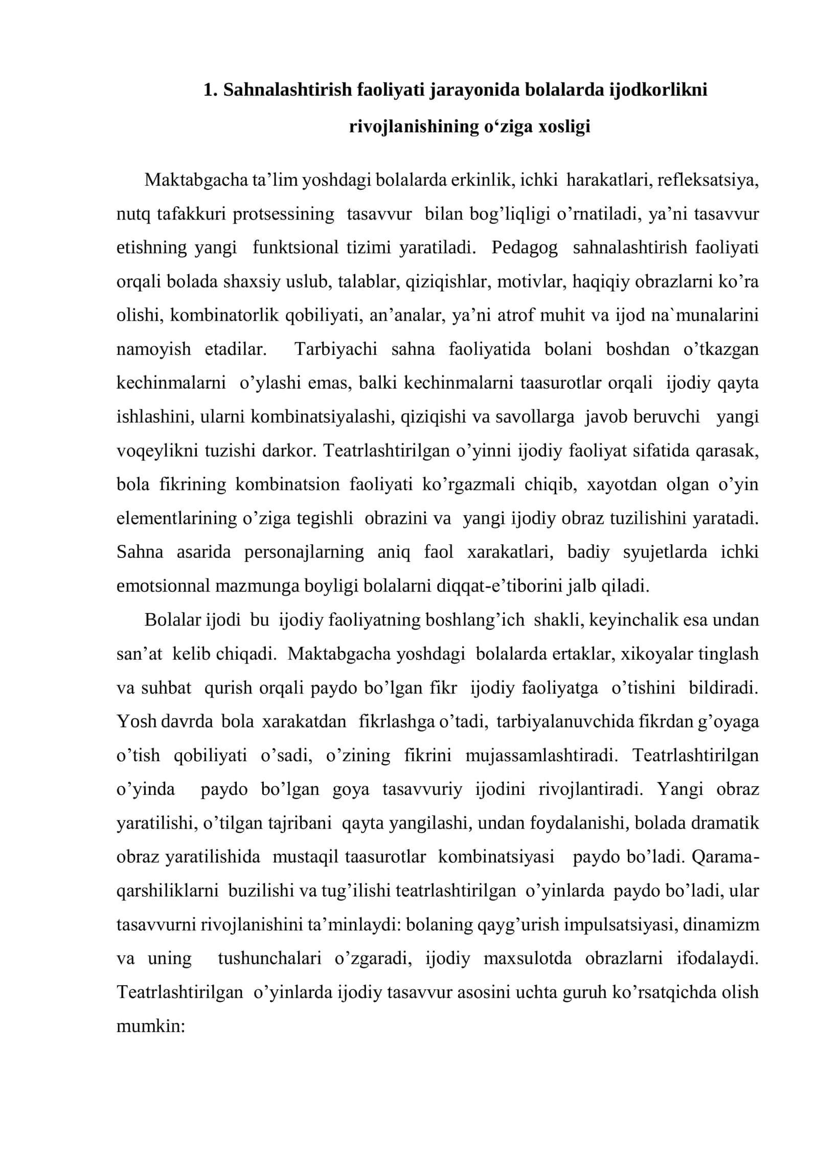 Sahnalashtirish faoliyati 2