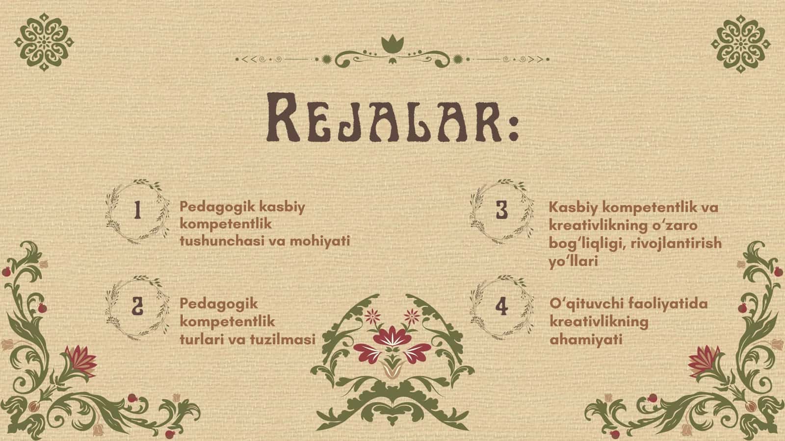 Pedagogik kasbiy
kompetentlik va
kreativlik 2