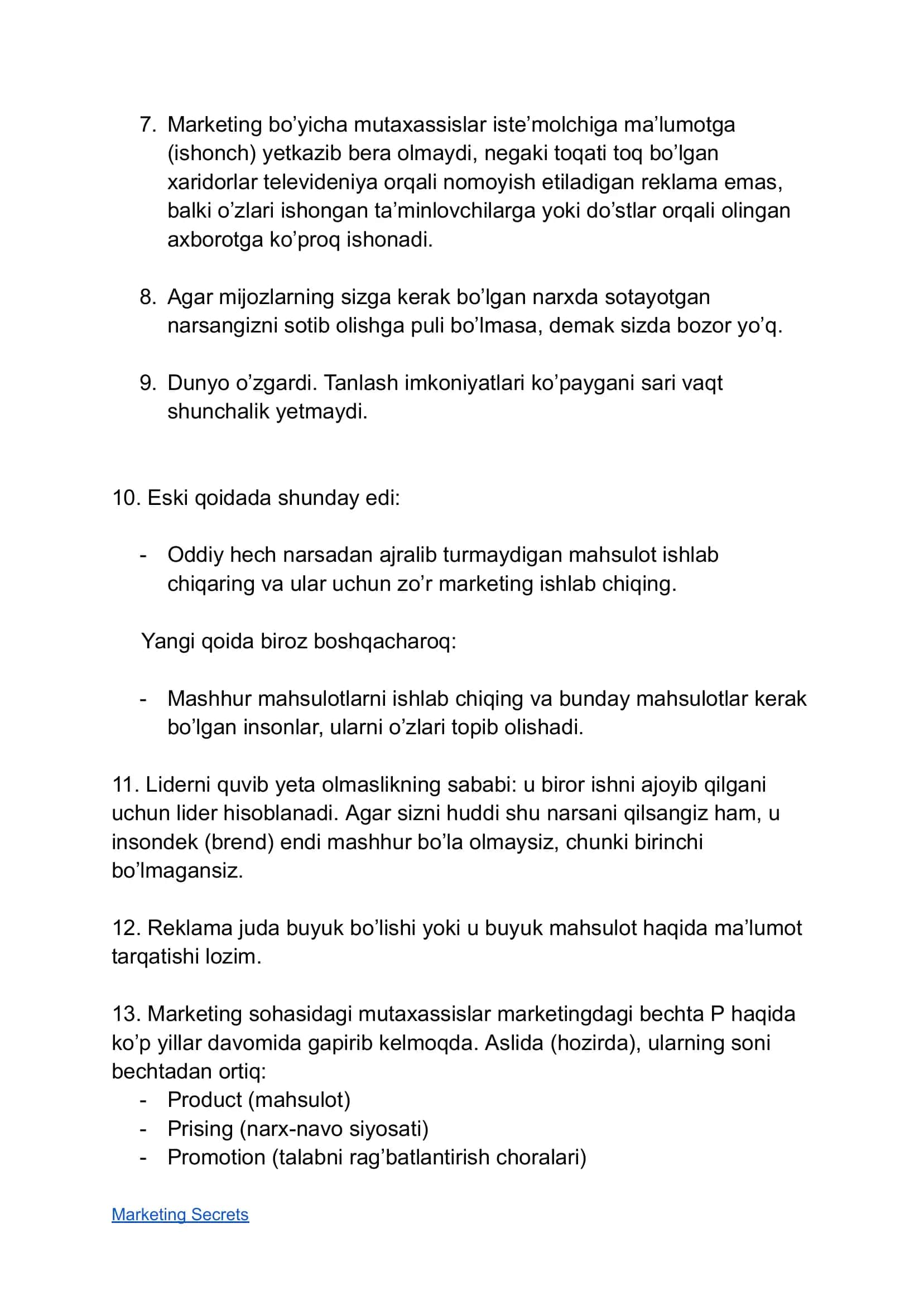 Seth Godin “Binafsha Rang Sigir” kitobidan 30 ta Hulosa 2