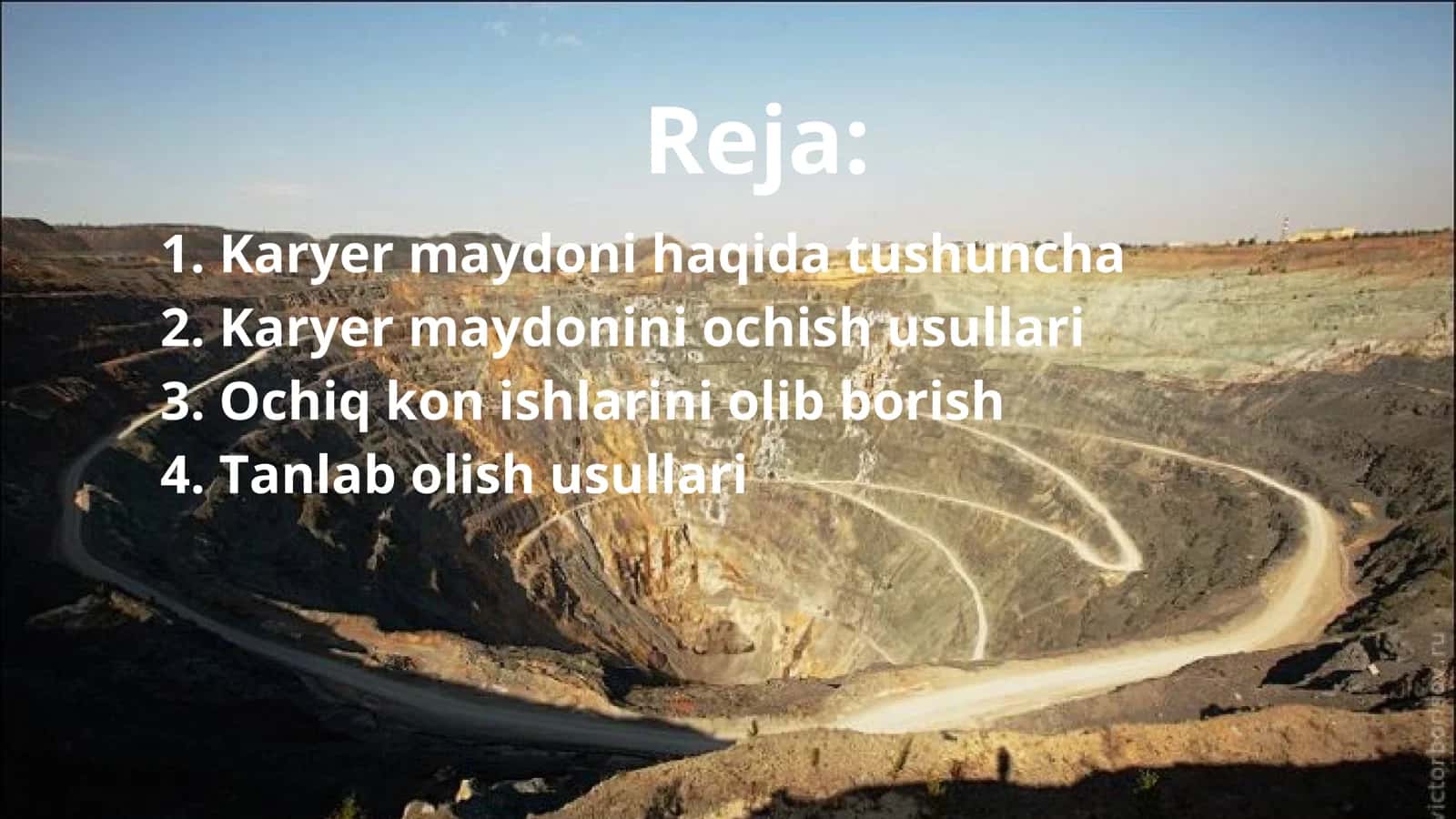 Karyer maydonining ochish usullari 2