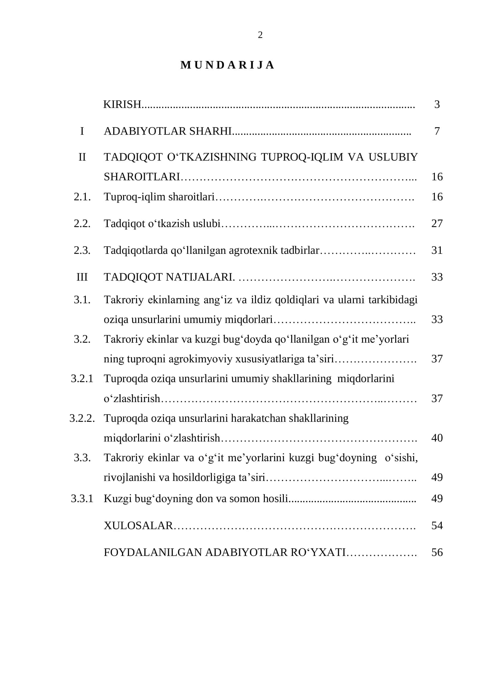 Takroriy ekin va ma’danli o‘g‘it me’yorlarining kuzgi bug‘doy hosildorligiga ta’siri 2