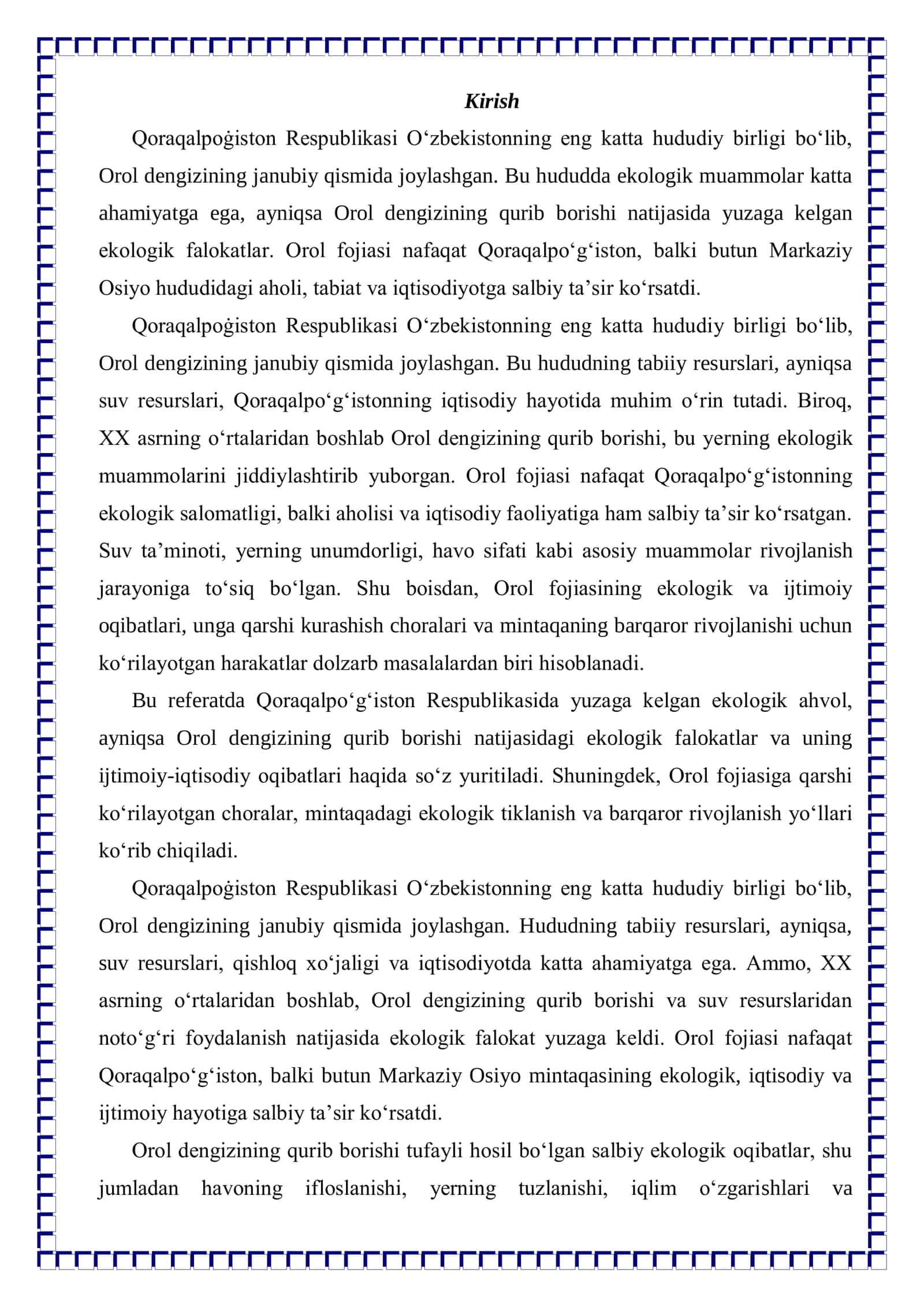 Orol Fojiasi va Ekologik Ahvol 2