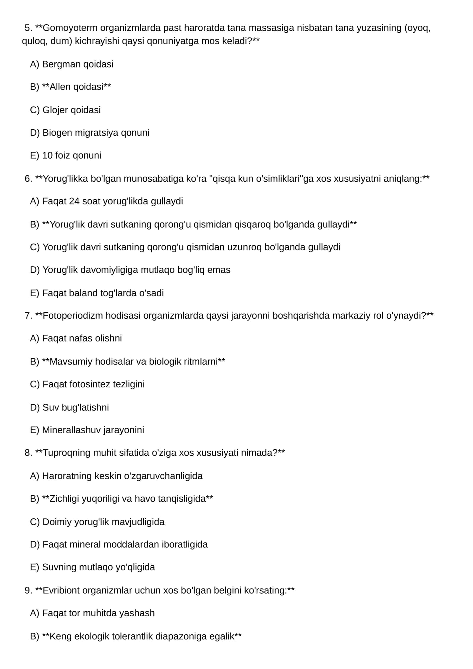 Ekologik valentlik, Minimum qonuni, Gidrobiontlar, Tolerantlik qonuni 2