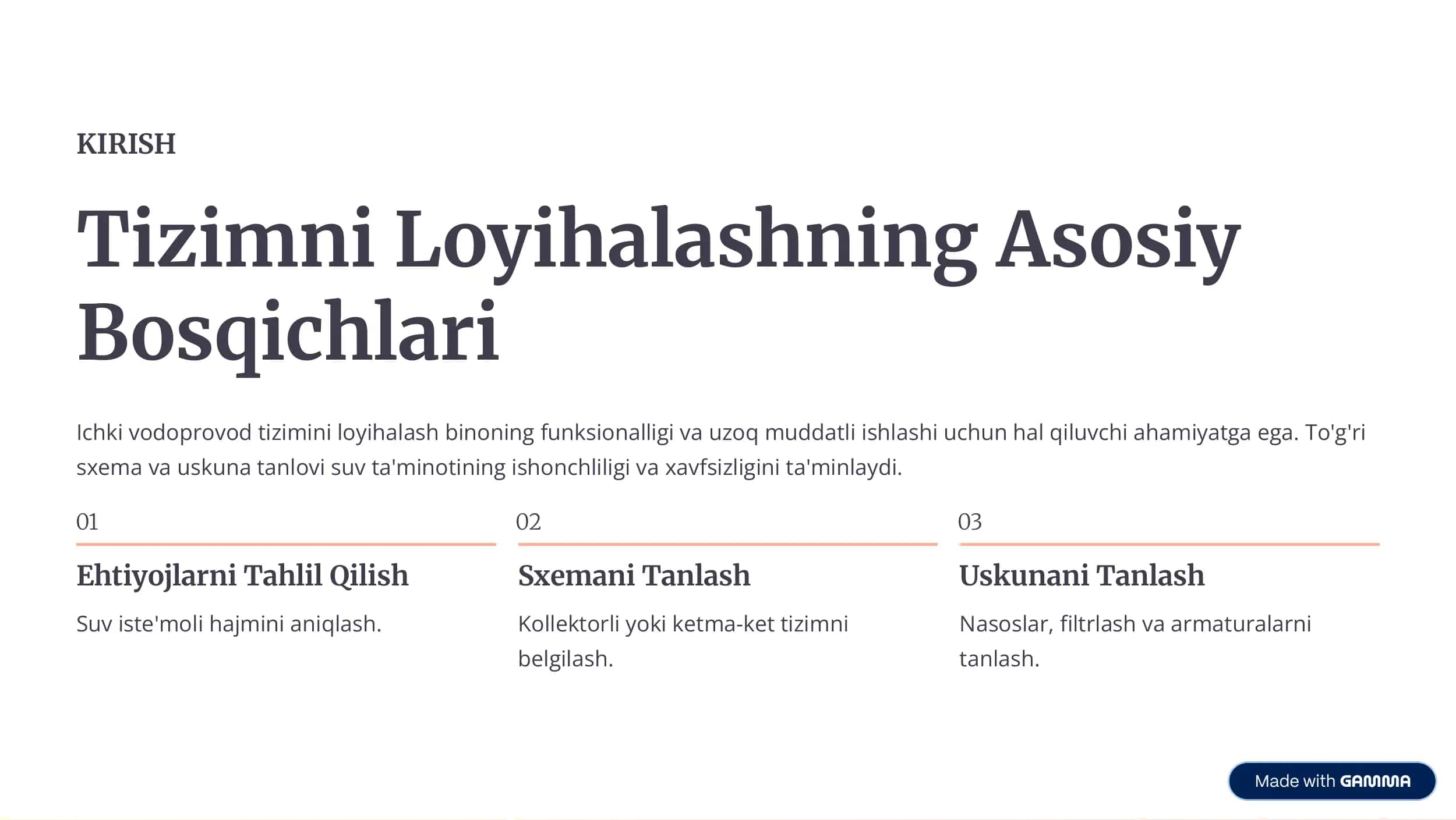 ichki vodoprovod tizimlari sxemasi va uskunalarni tanlash 2