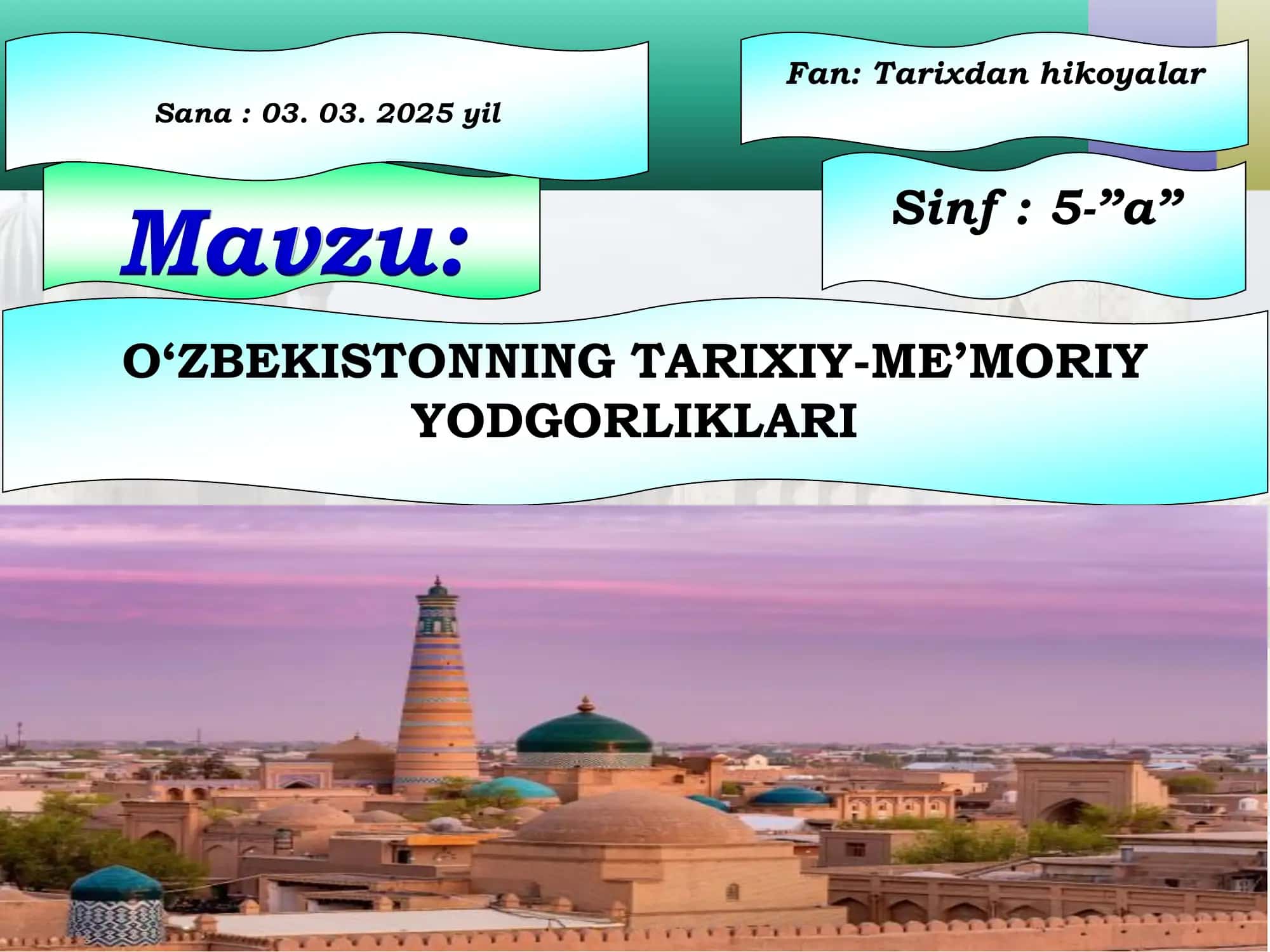 O‘ZBEKISTONNING TARIXIY-ME’MORIY YODGORLIKLARI 2