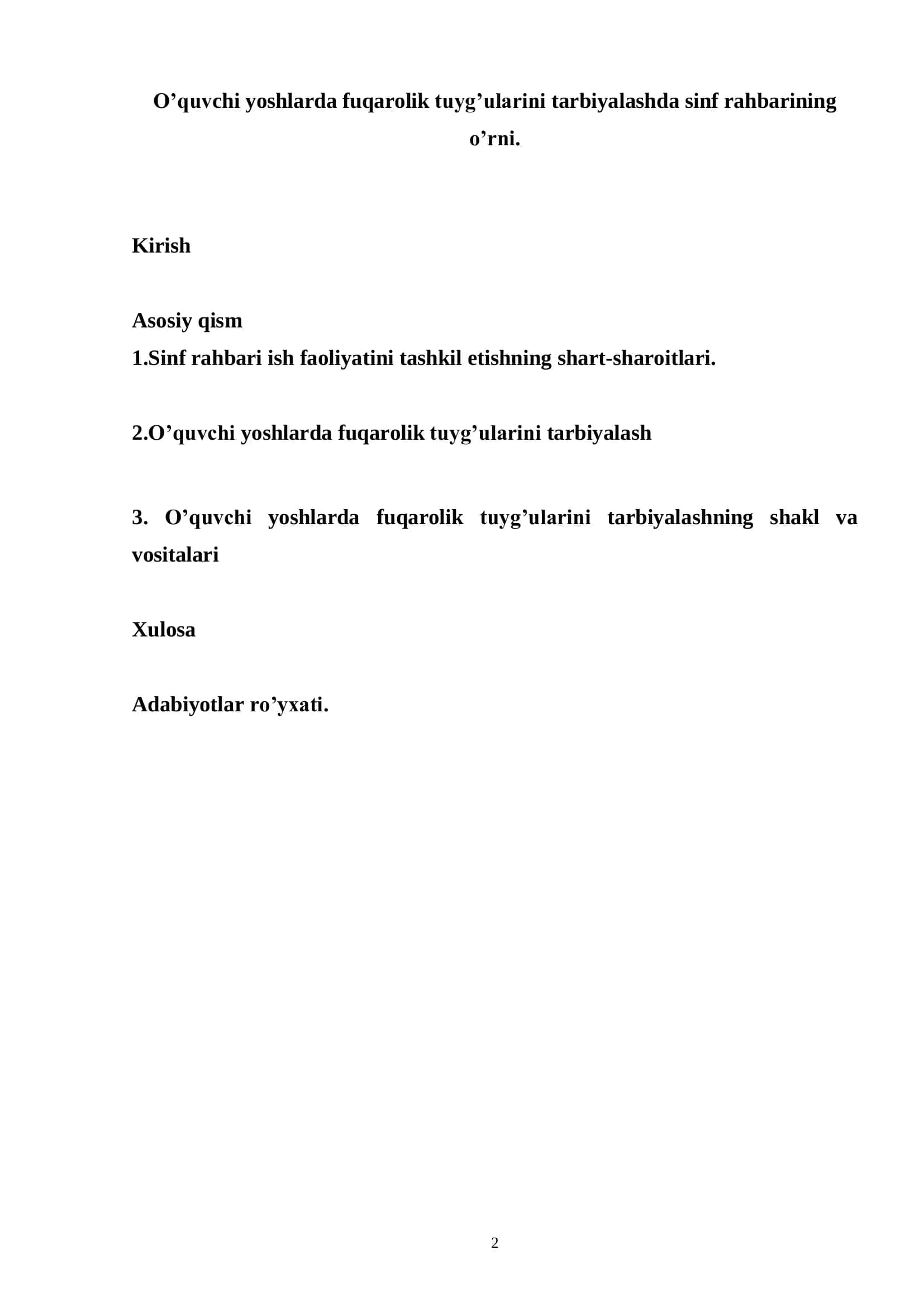 O’quvchi yoshlarda fuqarolik tuyg’ularini tarbiyalashda sinf rahbarining o’rni 2