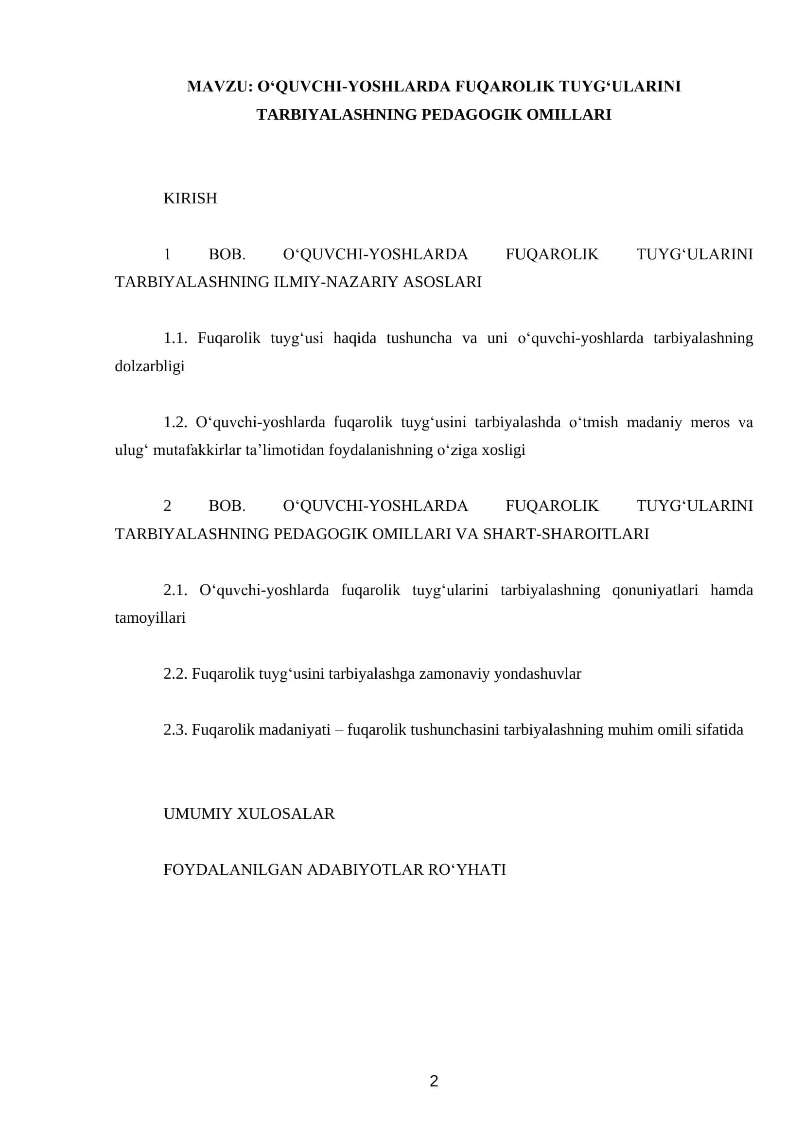 O‘QUVCHI-YOSHLARDA FUQAROLIK TUYG‘ULARINI TARBIYALASHNING PEDAGOGIK OMILLARI 2