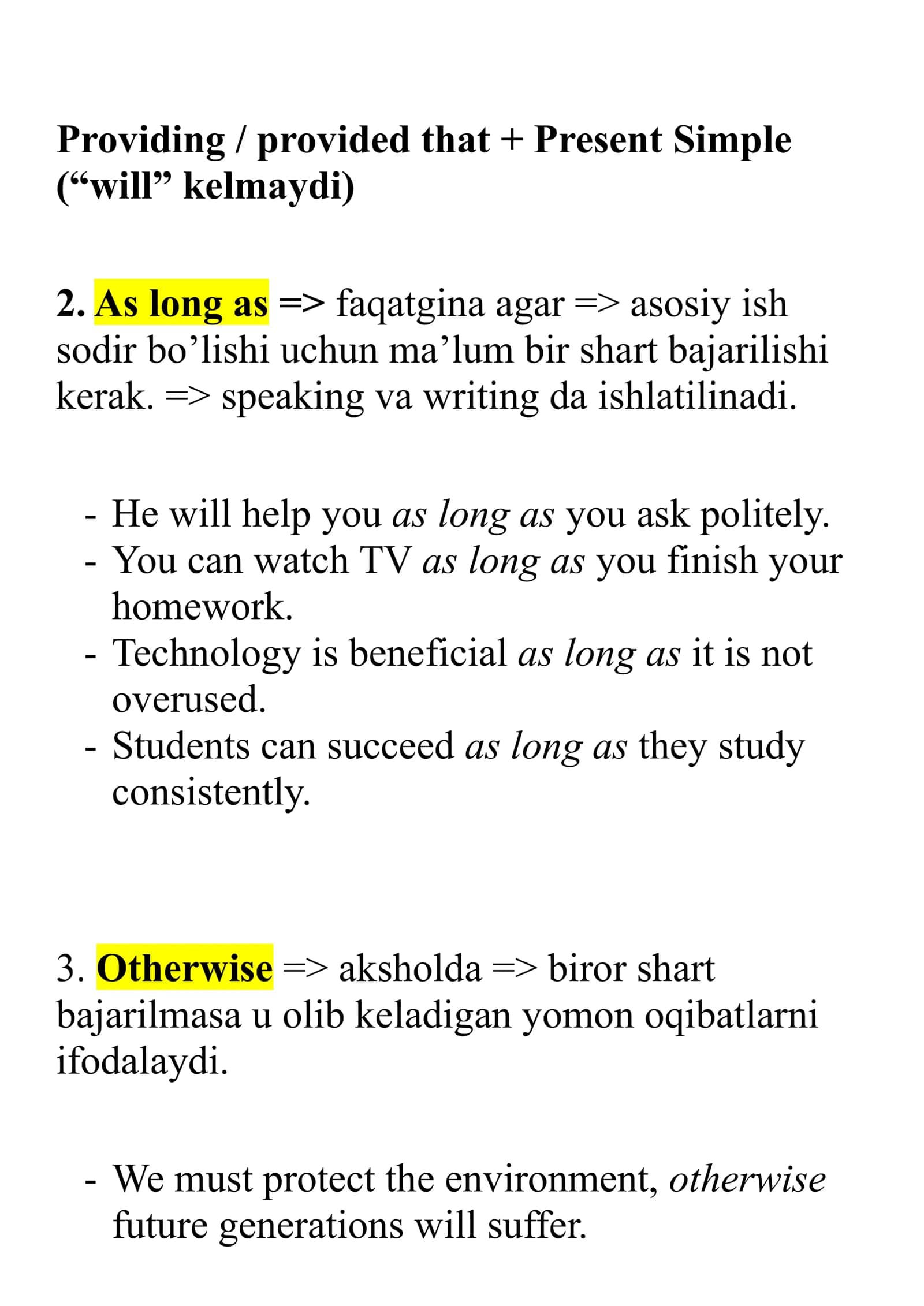 Conditional Linking Words 2