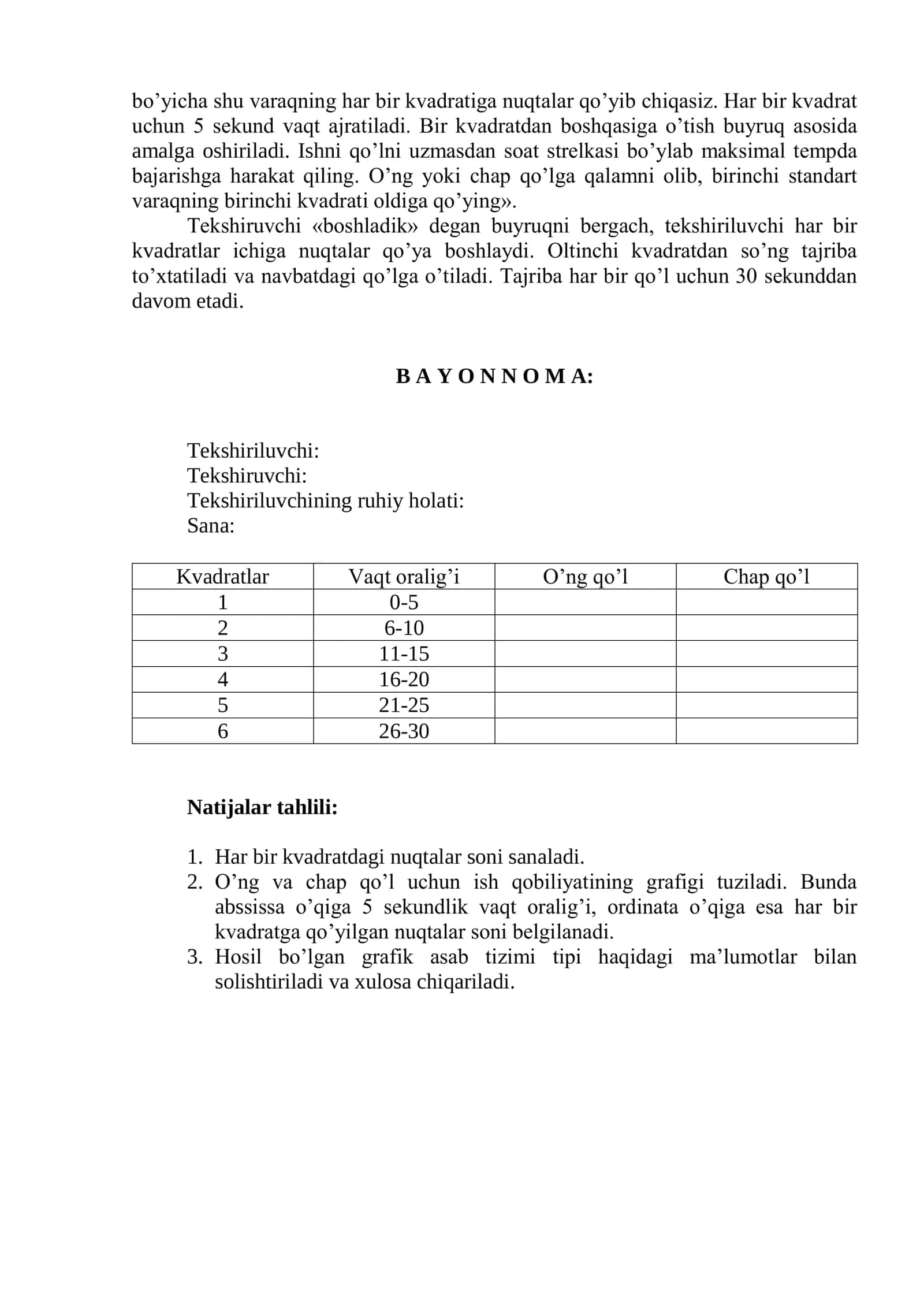 ASAB TIZIMI XOSSALARINI PSIXOMOTOR KO’RSATKICHLAR ASOSIDA O’RGANISH 2