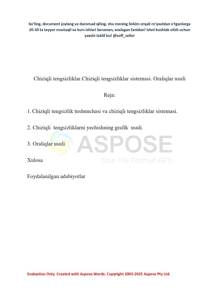 Chiziqli tengsizliklar. Chiziqli tengsizliklar sistemasi va oraliqlar usuli 2