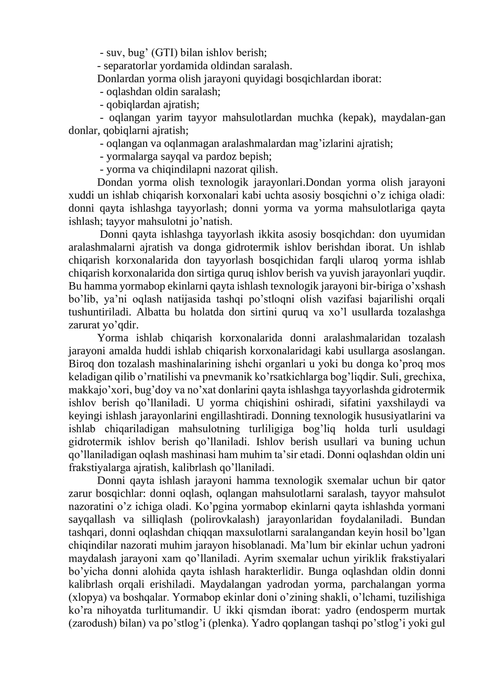 Yorma mahsulotlari ishlab chiqarish korxonasi 2