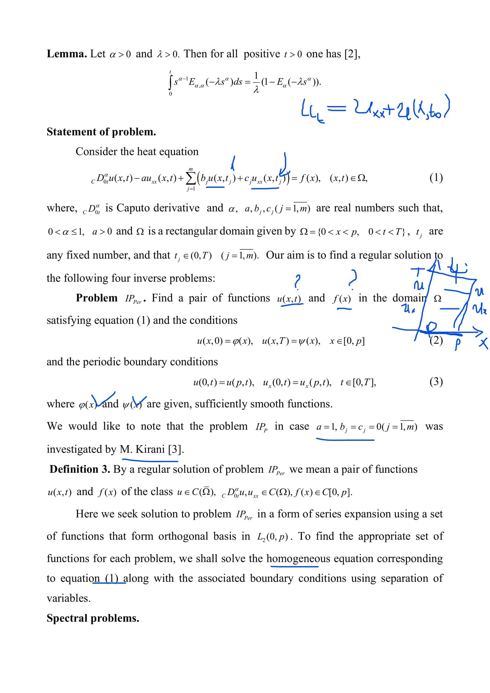 On an Inverse Problem For A Loaded Fractional Order Diffusion Equation 2