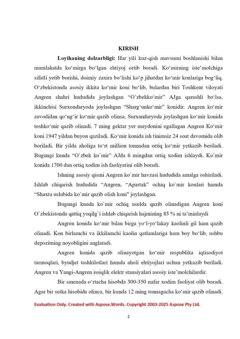 Qo’ng’ir ko’mir tosh ko`mir yonuvchanlik xususiyatlarini tahlil qilish. 2