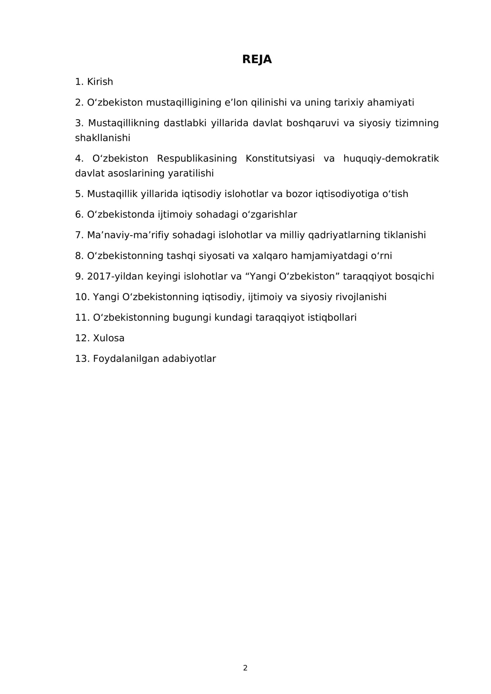 O‘zbekistonning Yangi tarixi: mustaqillikdan bugungi kungacha 2