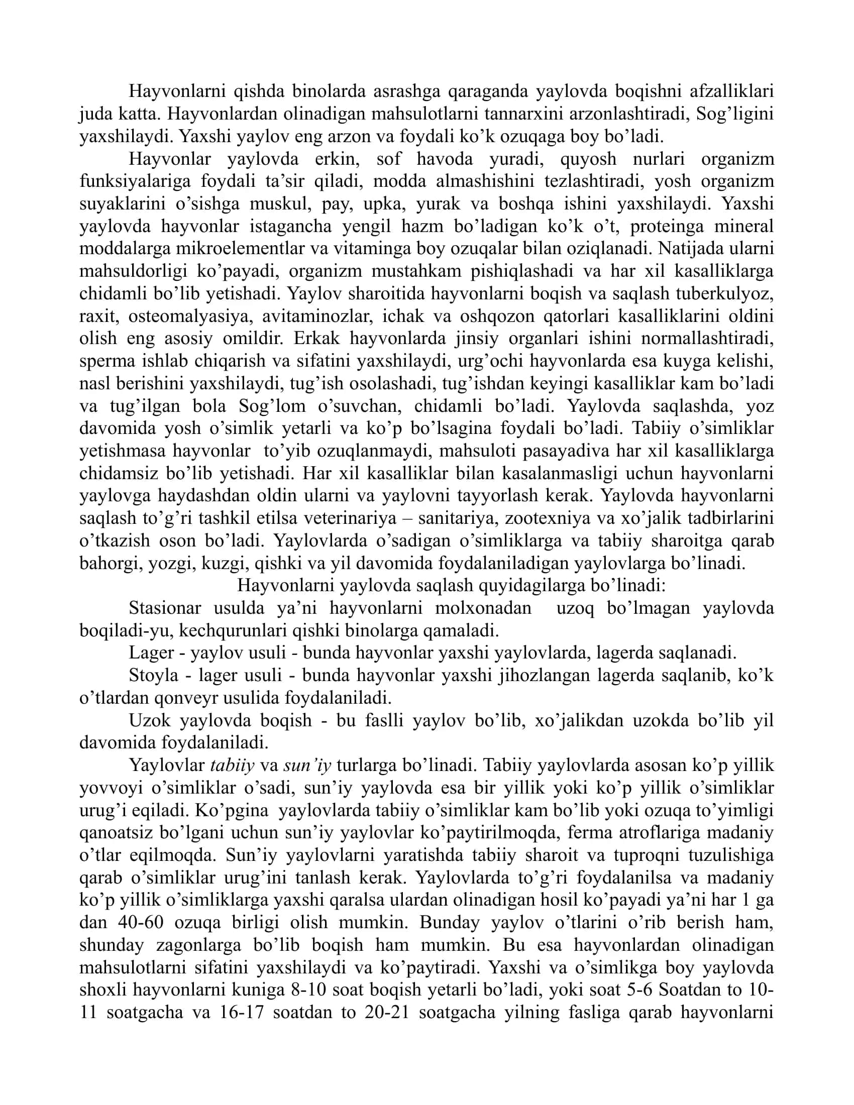 HAYVONLARNI YAYLOVDA BOQISH GIGIYENASI 2