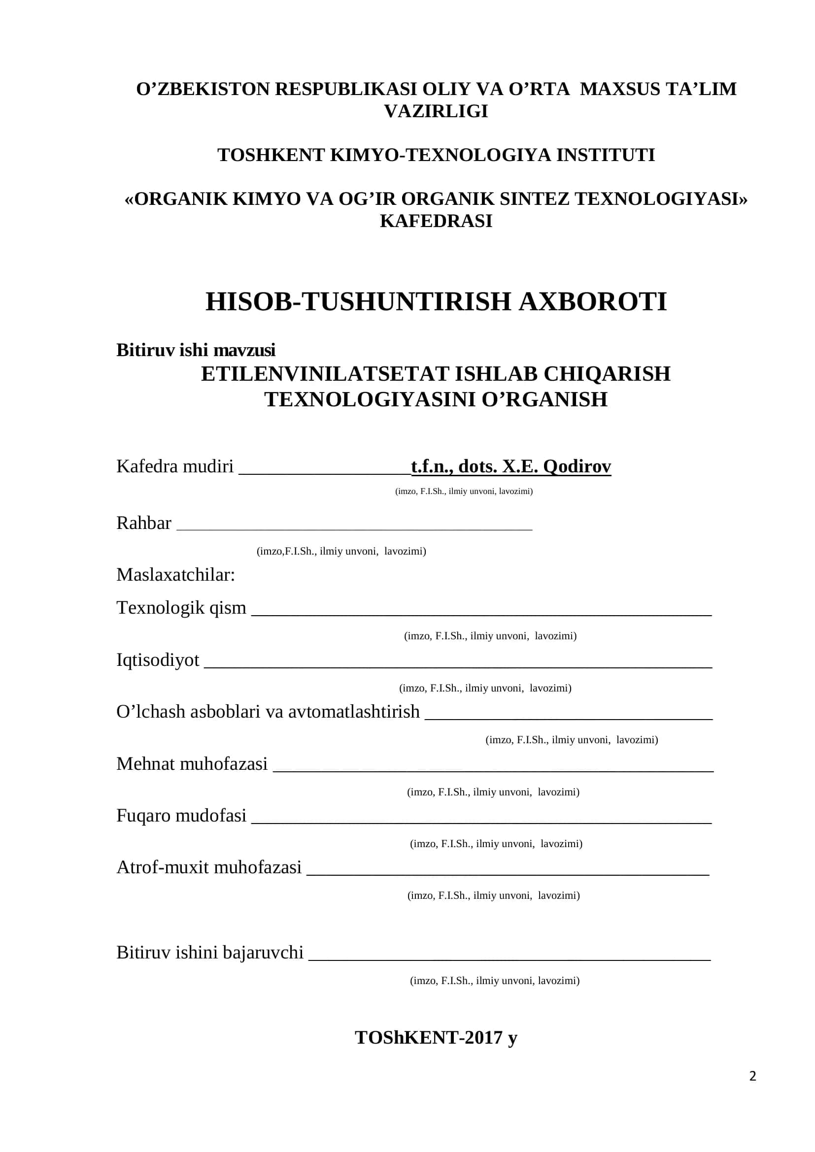 ETILENVINILATSETAT ISHLAB CHIQARISH TEXNOLOGIYASI 2