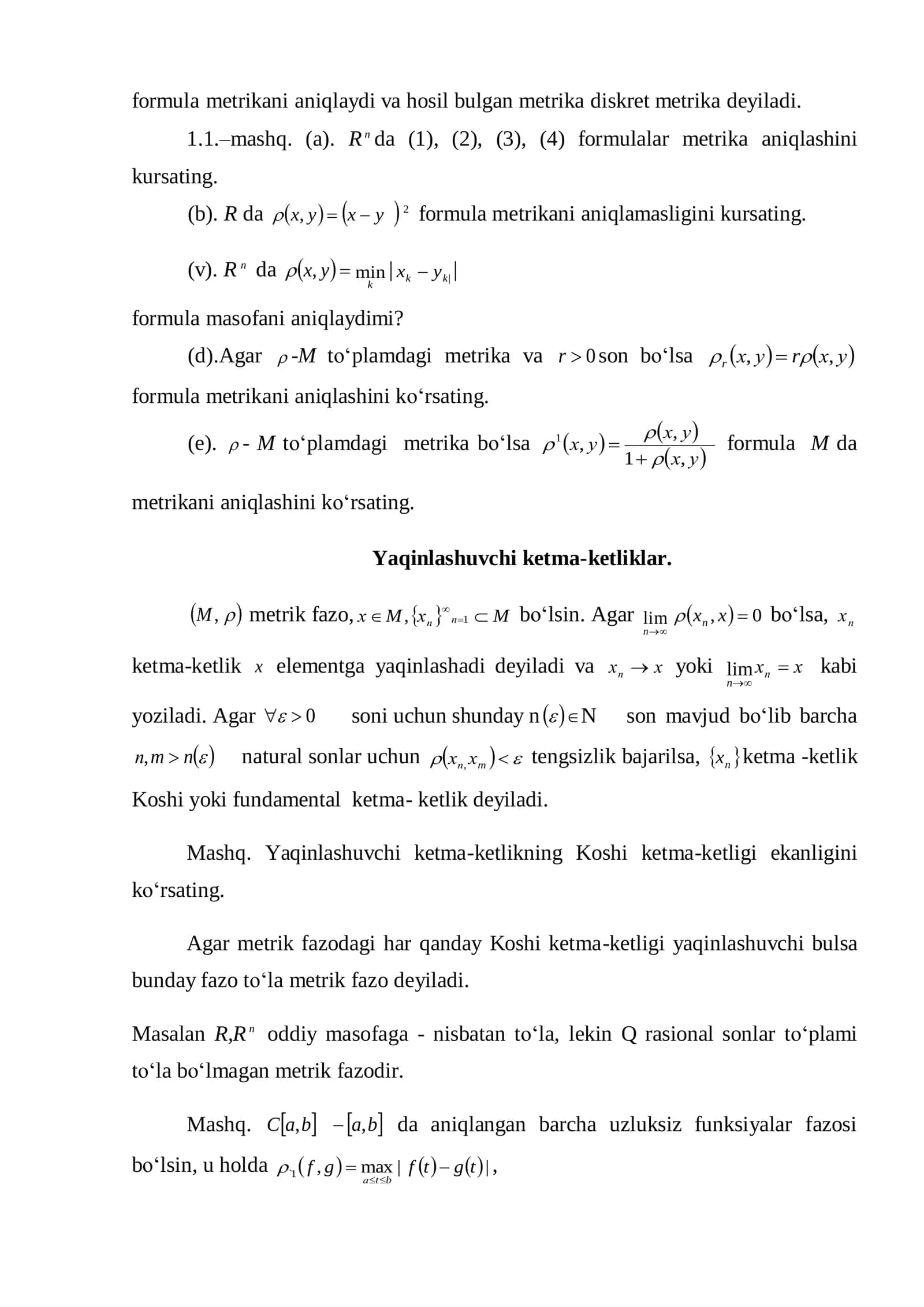 Metrik fazo tushunchasi 2