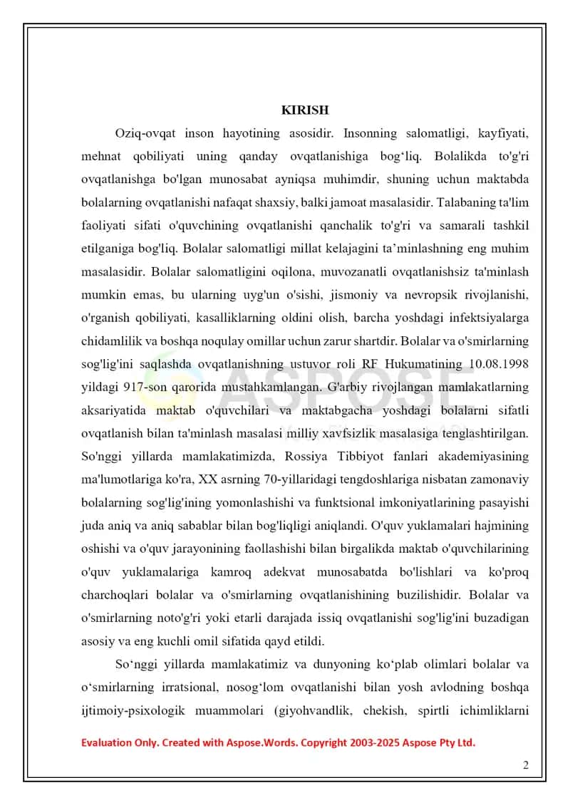 MAKTAB OSHXONASI UCHUN INNOVATSION MENYUNING O'QUV TADQIQOT LOYIHASI 2