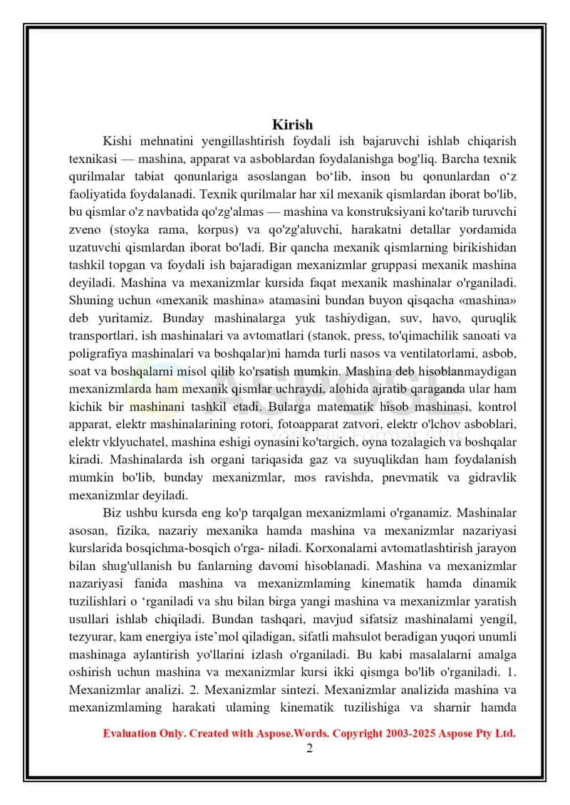 Mashinaning tishli mexanizimlarini hisoblash 2