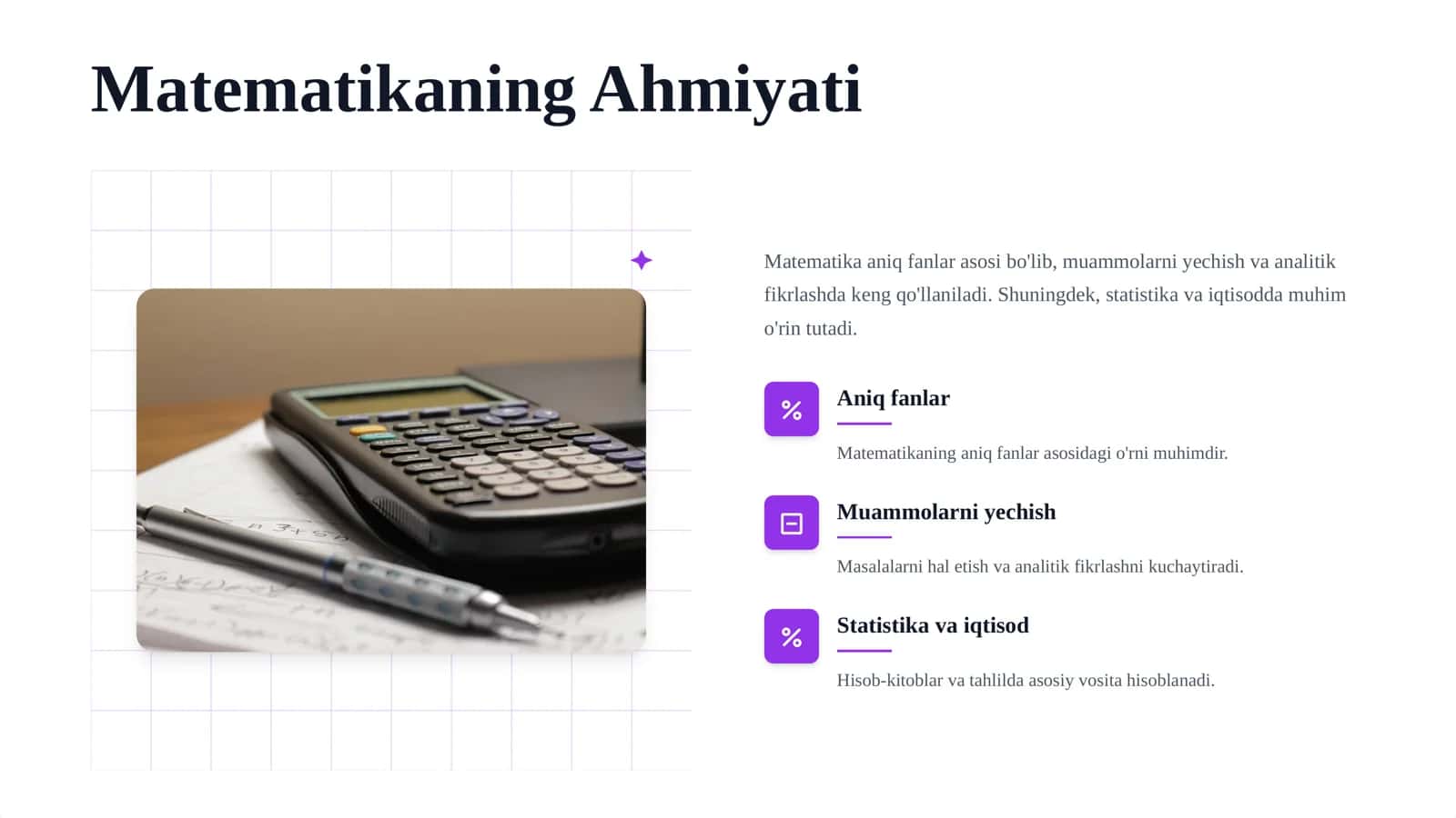 Matematika boʻyicha Taqdimot 2