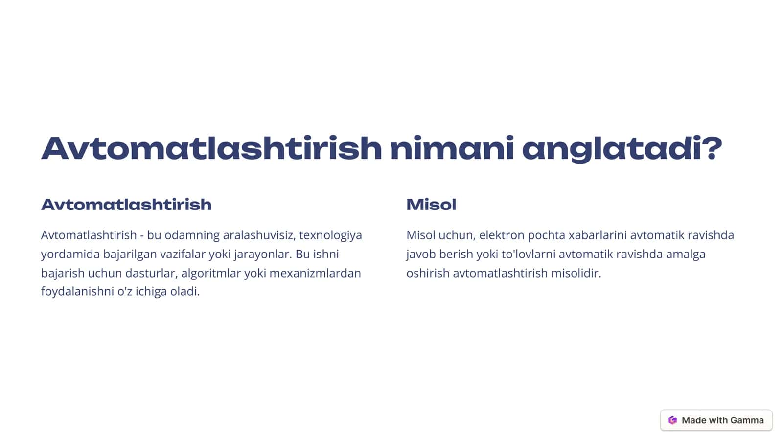 Avtomatlashtirilgan vositalar va shablonlar 2