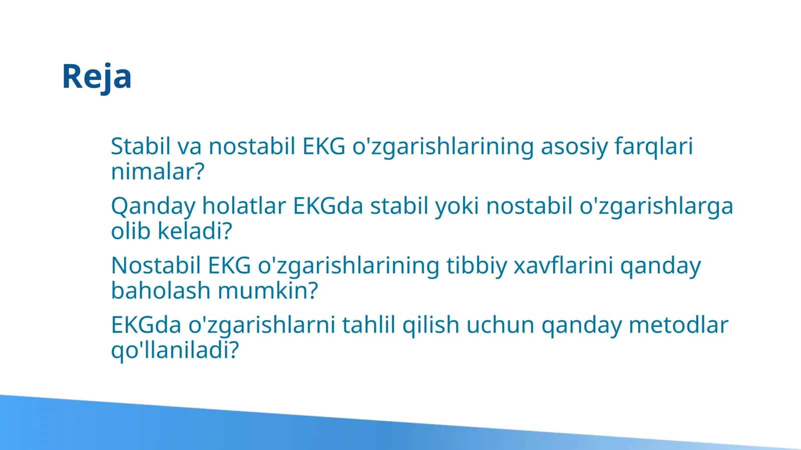 EKG va Stabil va Nostabil O'zgarishlar 2